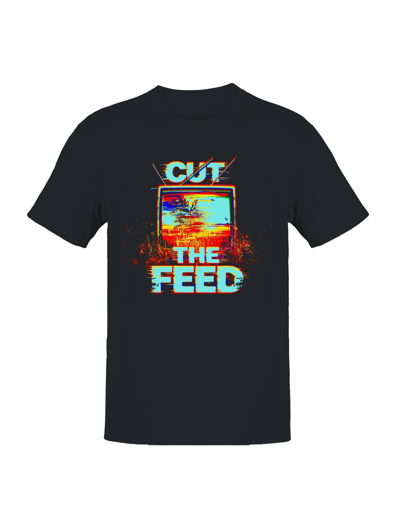 Glitch Art "Cut the Feed" Vintage Men's T-Shirt Hoodie, Sweatshirt | PodTeesHub.com