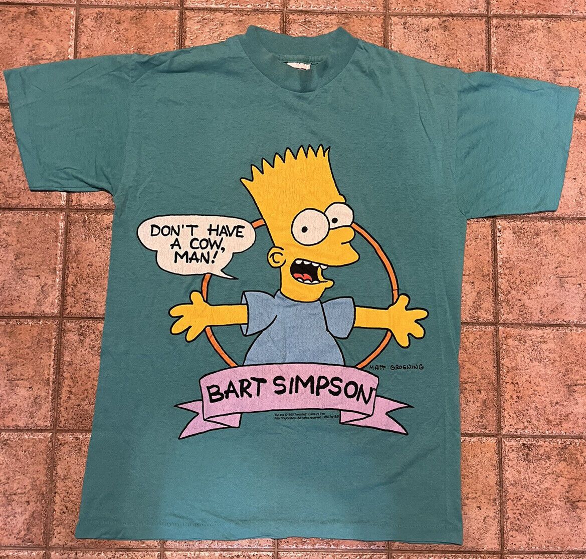 The Simpsons Vintage 1990 Bart Simpson Don T Have A Cow T Shirt Hoodie, Sweatshirt | PodTeesHub.com
