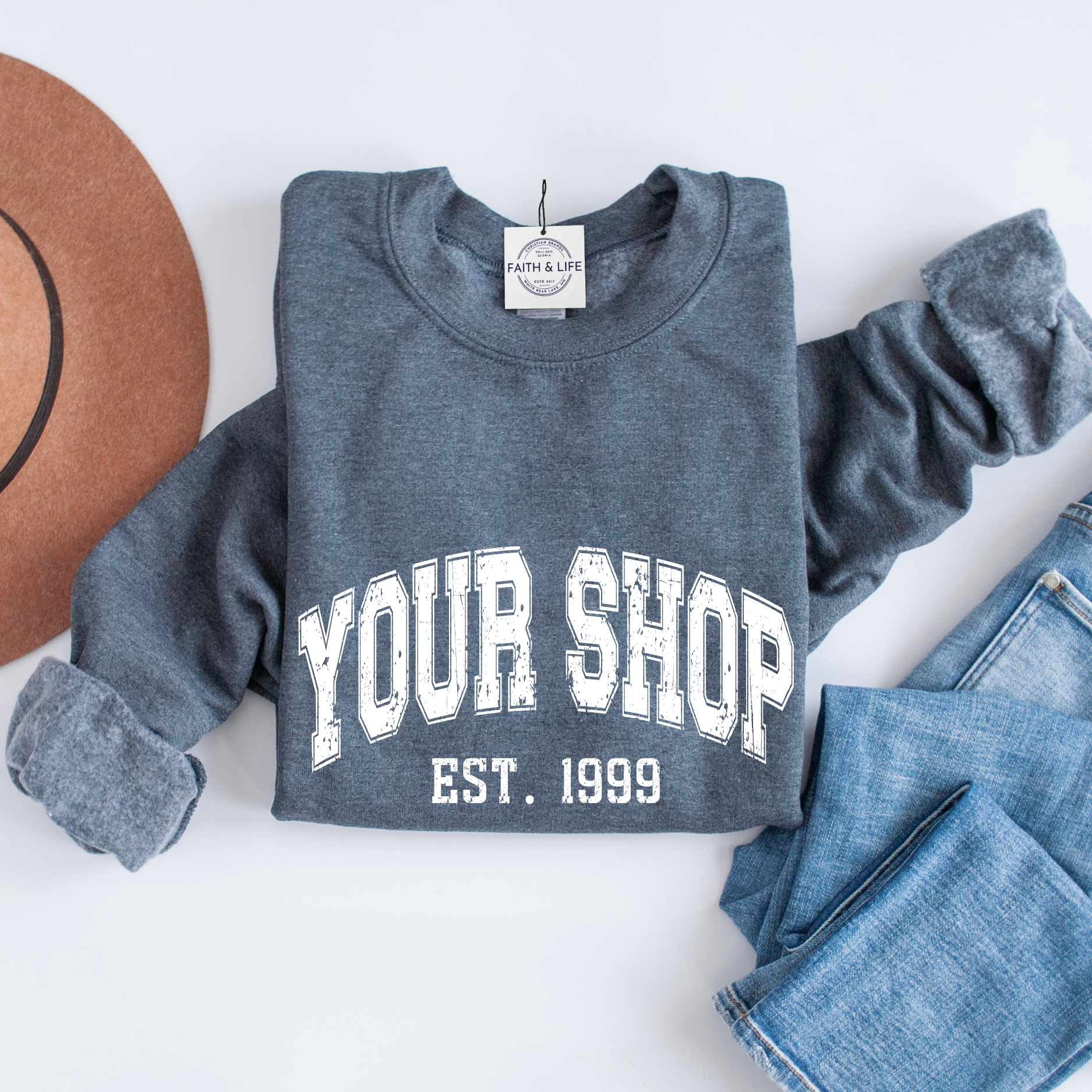 Custom City State or Text Vintage Style Crewneck Sweatshirt T-Shirts, Hoodie | PodTeesHub.com