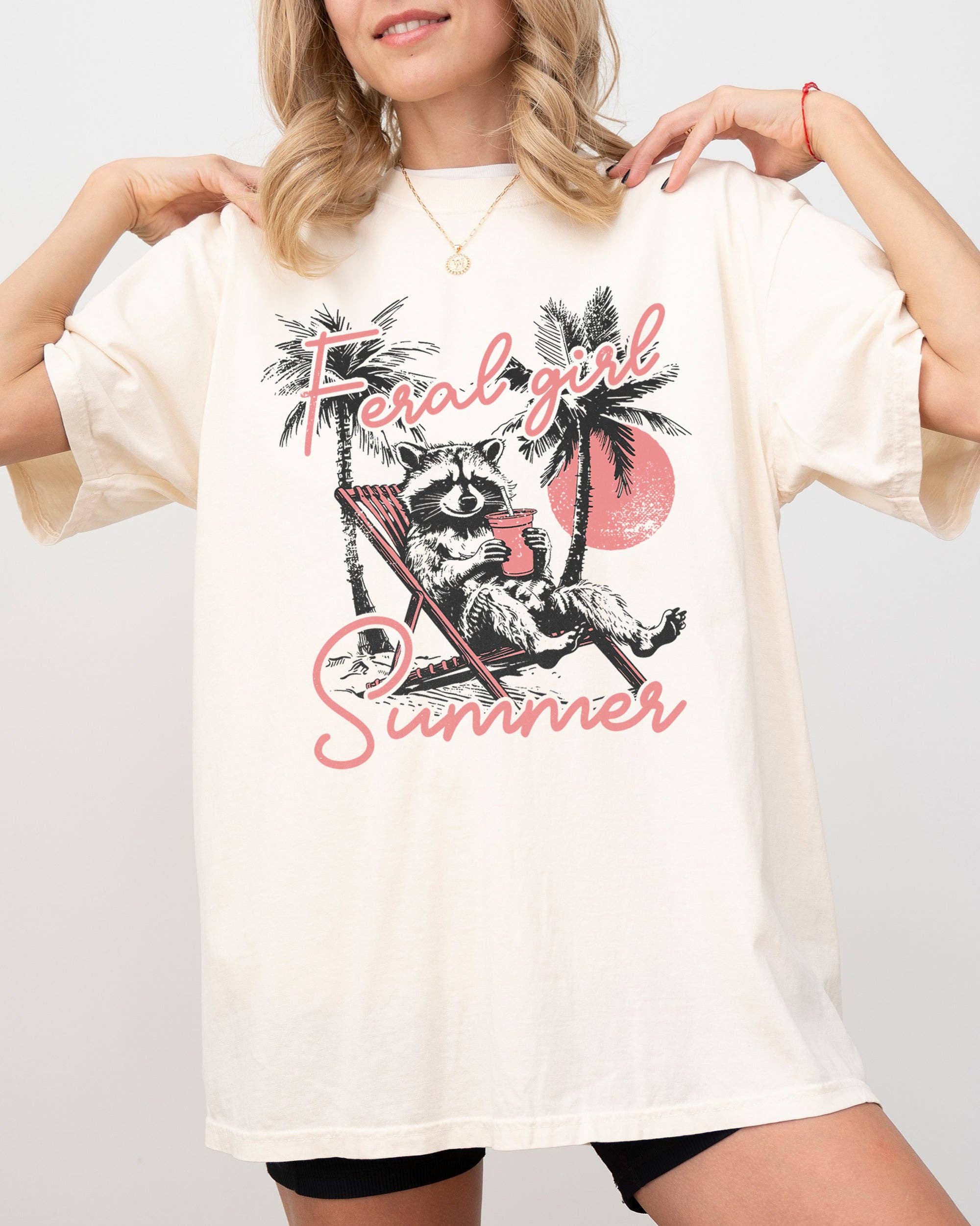 Feral Girl Summer, Funny Raccoon Beach Hot Girl Summer Shirt Hoodie, Sweatshirt | PodTeesHub.com