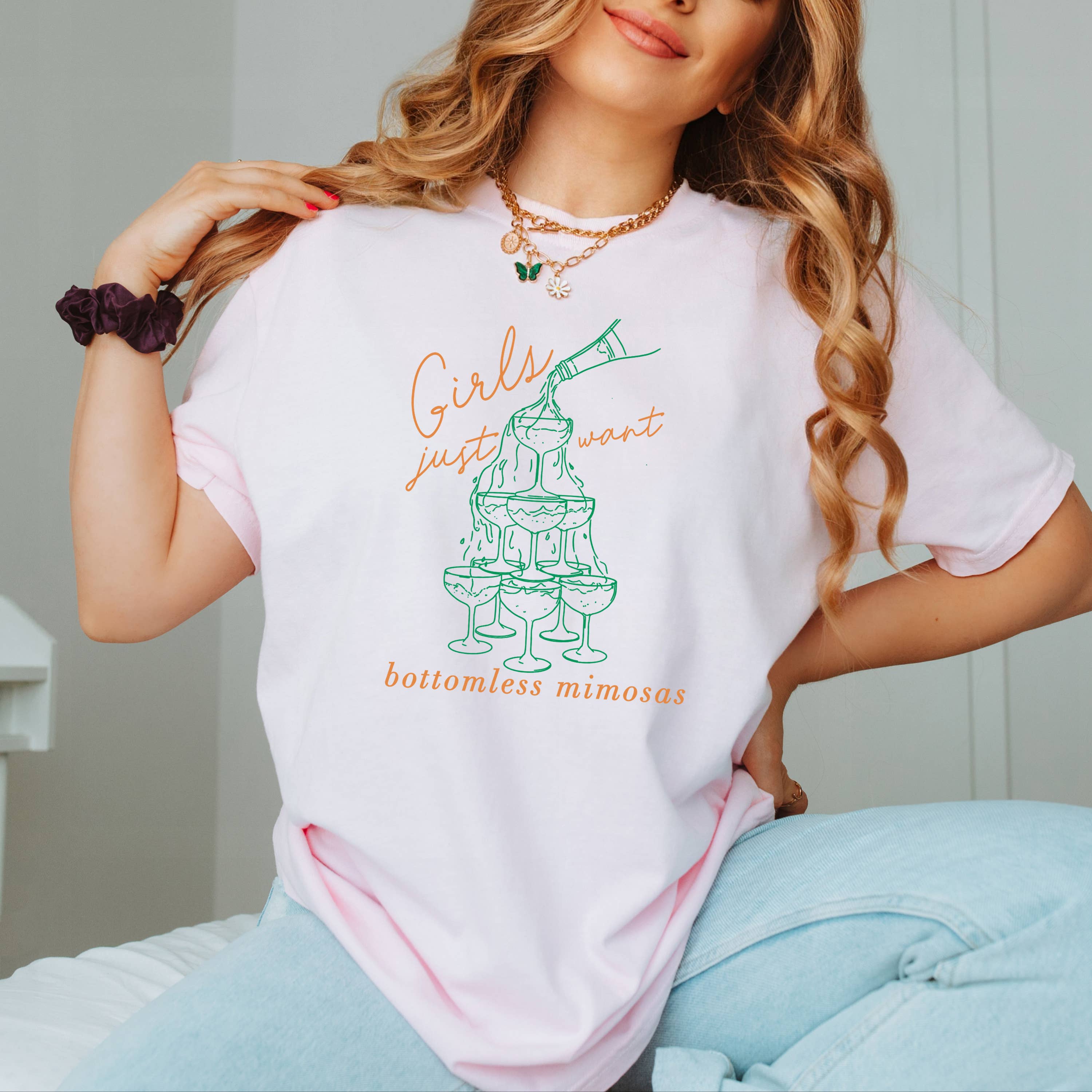Mimosas, Champagne, Graphic Tee, Trendy, Womens Apparel Hoodie, Sweatshirt | PodTeesHub.com