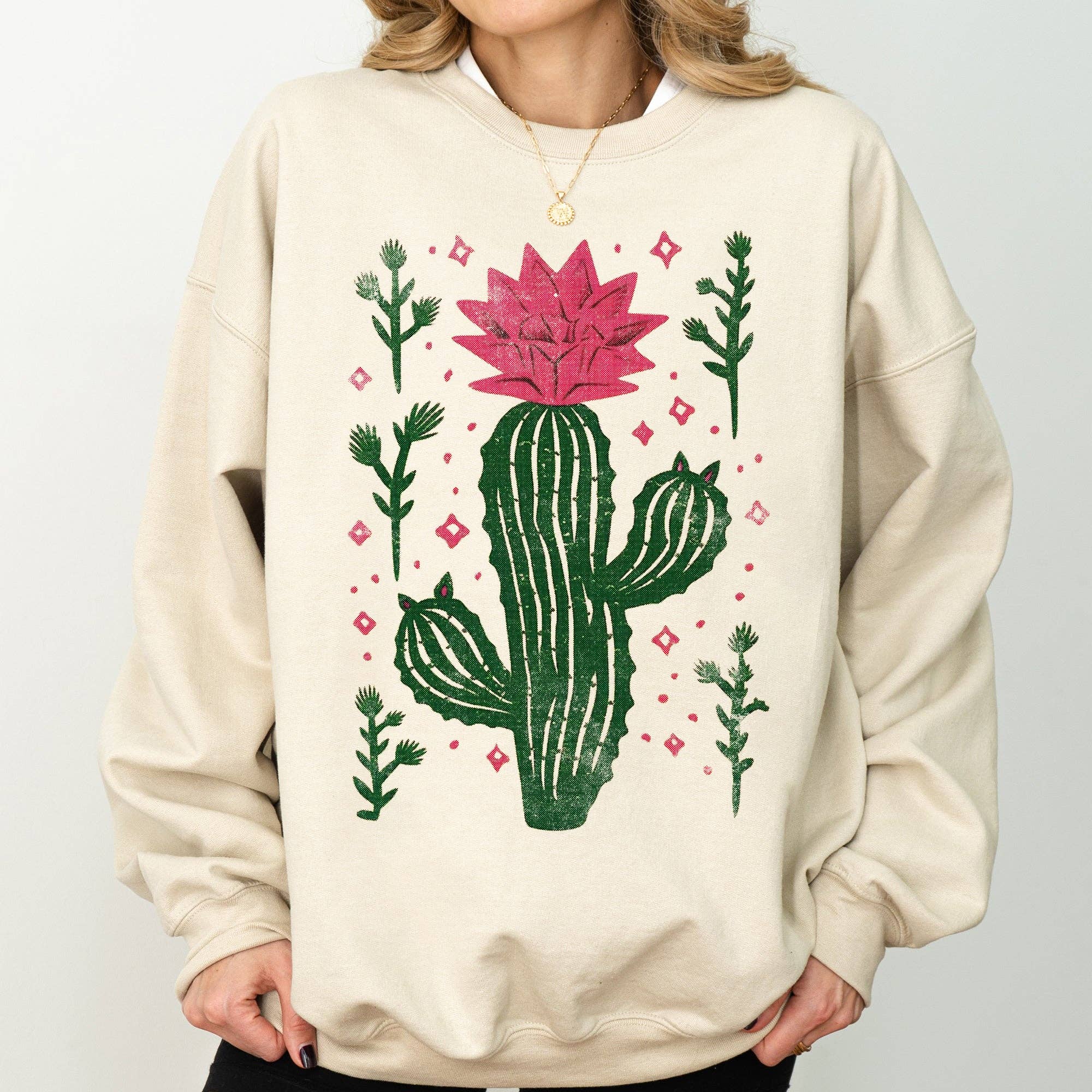 Flowering Desert Cactus, Succulent Plants Cowgirl Sweatshirt T-Shirts, Hoodie | PodTeesHub.com