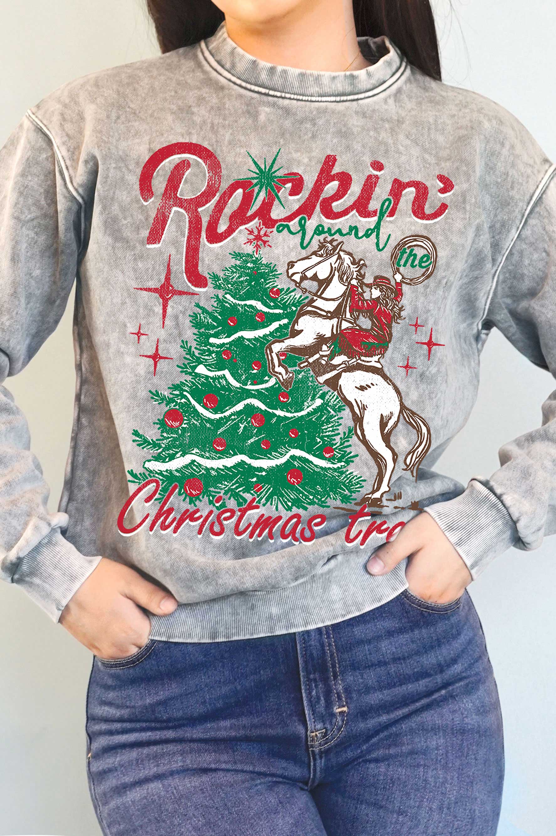 Rockin' Around the Christmas Tree Mineral Brushed Sweatshirt T-Shirts, Hoodie | PodTeesHub.com