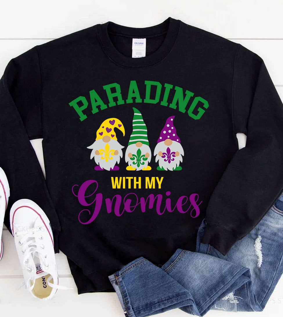 Parading with My Gnomies - Mardi Gras Fun Nola Sweatshirt T-Shirts, Hoodie | PodTeesHub.com