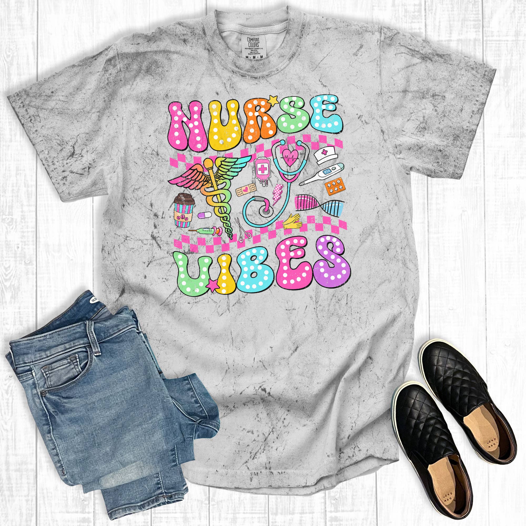 Nurse Vibes Comfort Colors Graphic Tee Hoodie, Sweatshirt | PodTeesHub.com