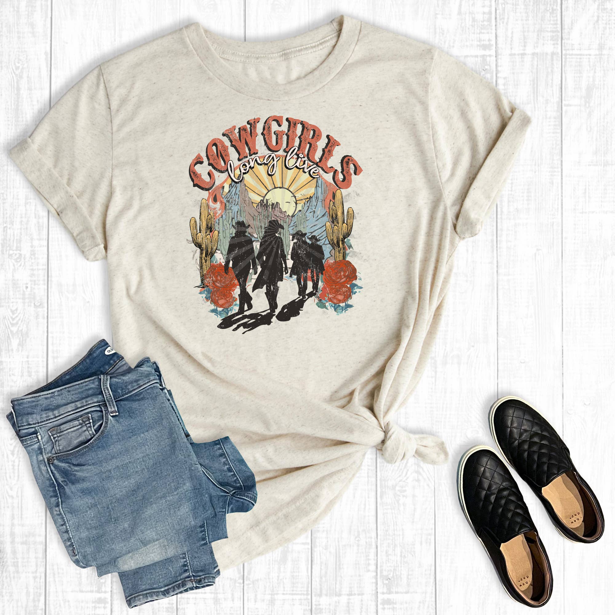 Western Cowgirls Graphic Tee Hoodie, Sweatshirt | PodTeesHub.com