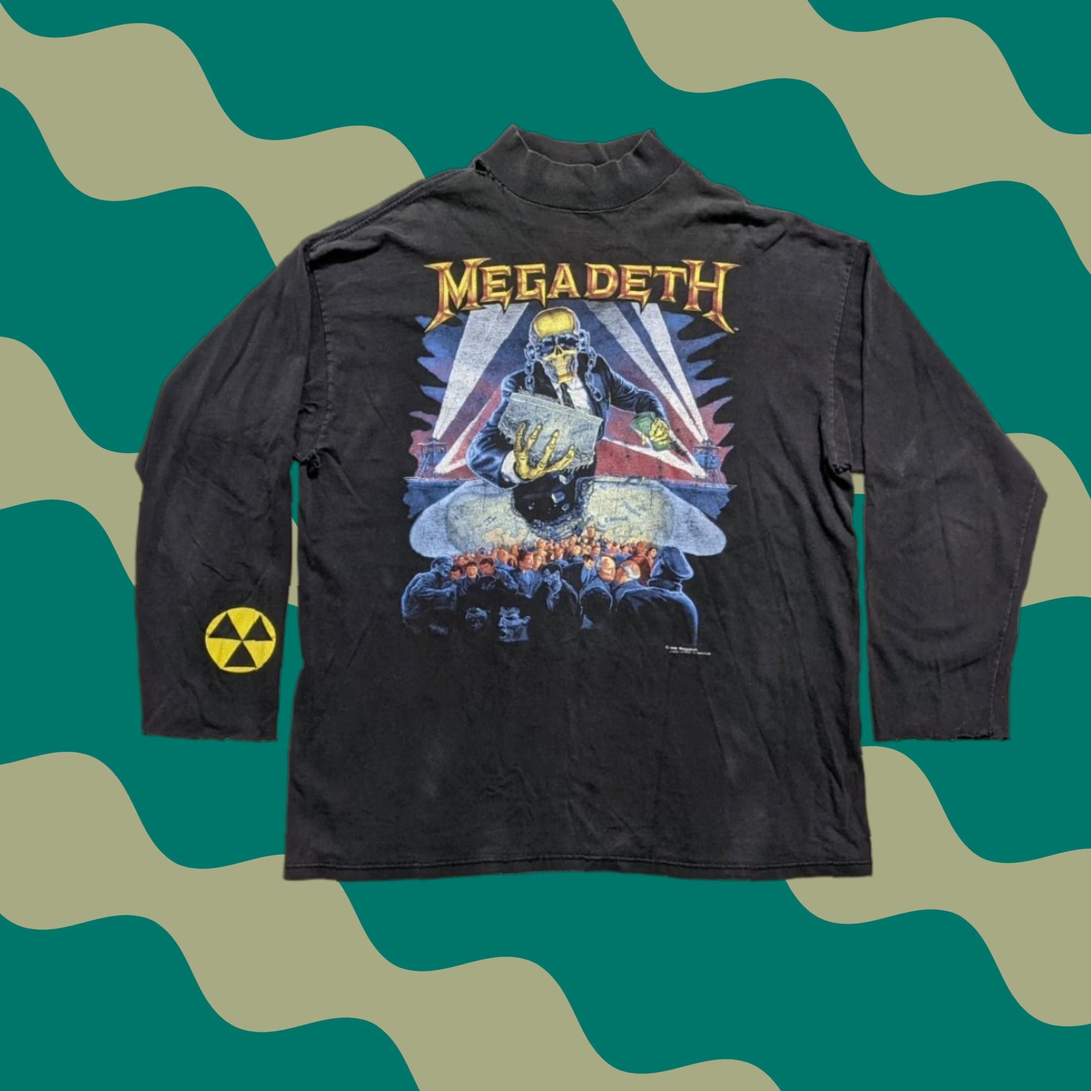 Rusty Vintage Megadeth Brockum 90s Mock Neck T Shirt Size Large Black Mens Hoodie, Sweatshirt | PodTeesHub.com