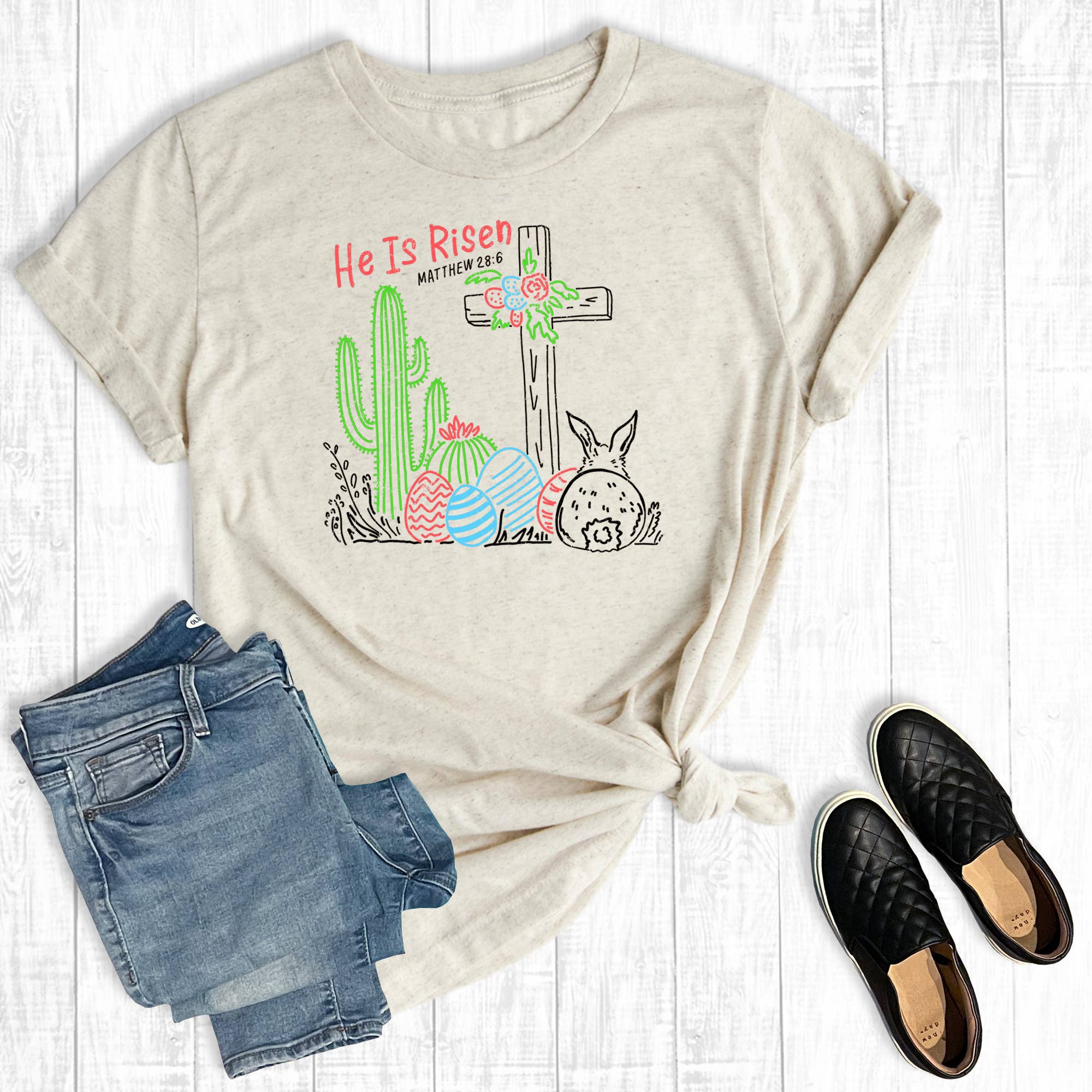 Western Easter He Is Risen Graphic Tee Hoodie, Sweatshirt | PodTeesHub.com