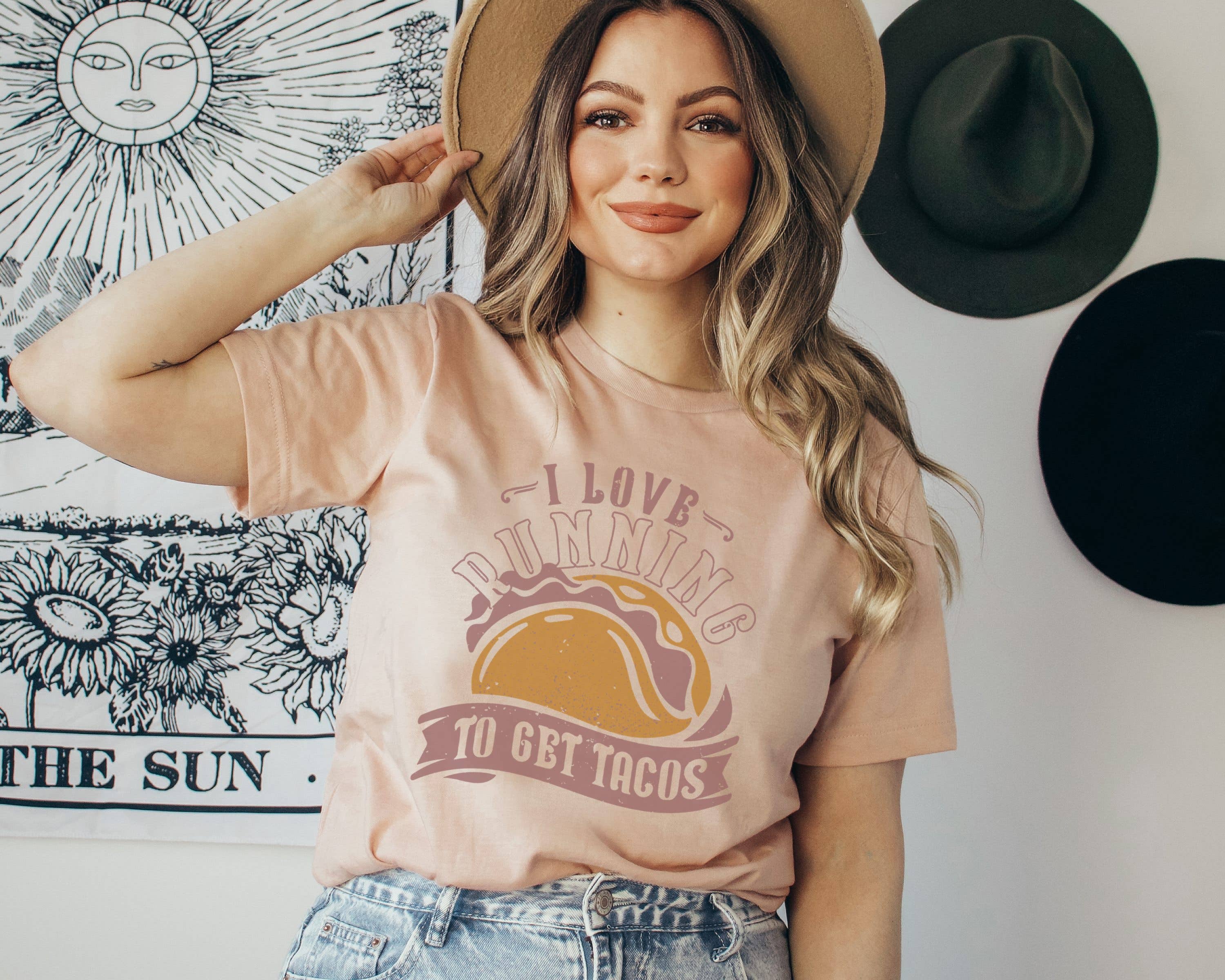 Running To Get Tacos | Funny Taco Tee Hoodie, Sweatshirt | PodTeesHub.com