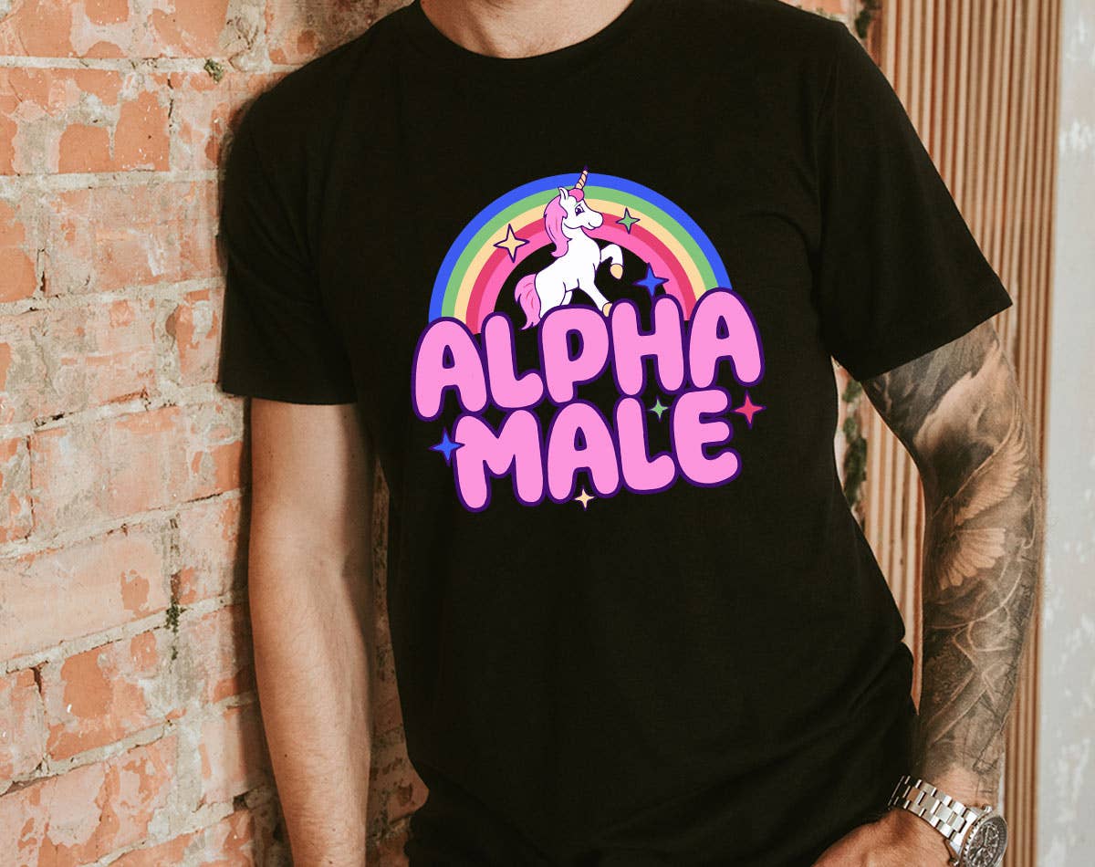 Alpha Male - Funny Unicorn Rainbow T-Shirt Hoodie, Sweatshirt | PodTeesHub.com