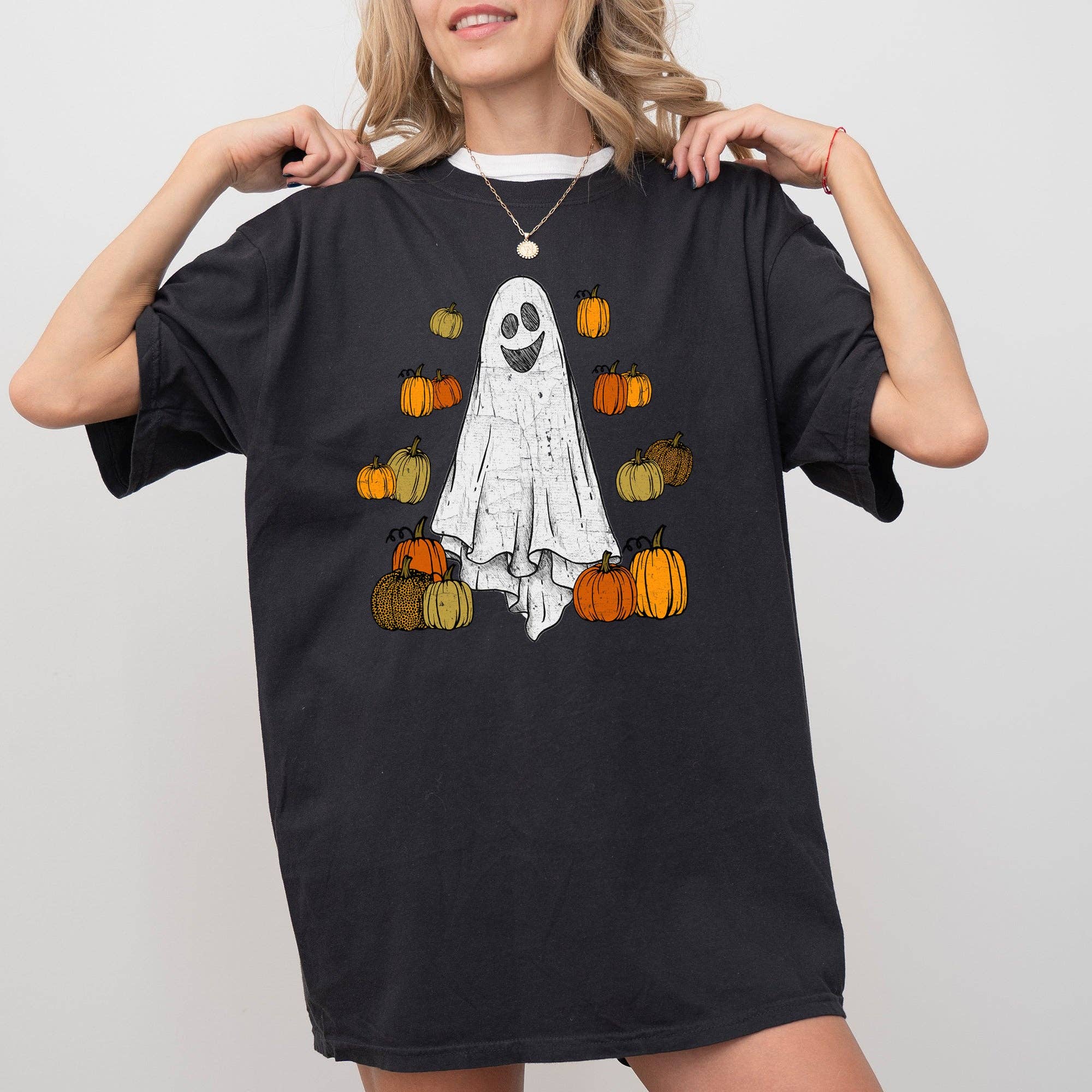 Ghost and Pumpkins, Skeleton, Ghost, Halloween T-Shirt Hoodie, Sweatshirt | PodTeesHub.com