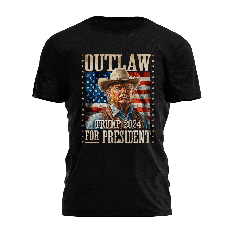Outlaw For President - Trump 2024 - Illustration Tee - 2497 Hoodie, Sweatshirt | PodTeesHub.com