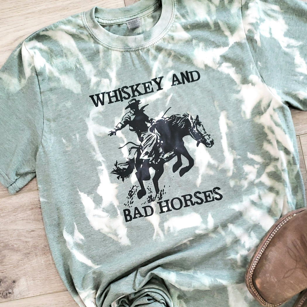 Whiskey and Bad Horses Graphic Tee Hoodie, Sweatshirt | PodTeesHub.com