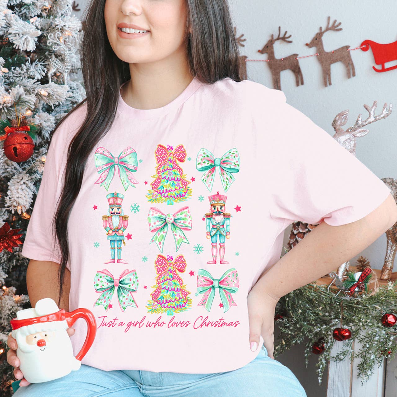 Just A Girl Who Loves Christmas Tee Hoodie, Sweatshirt | PodTeesHub.com