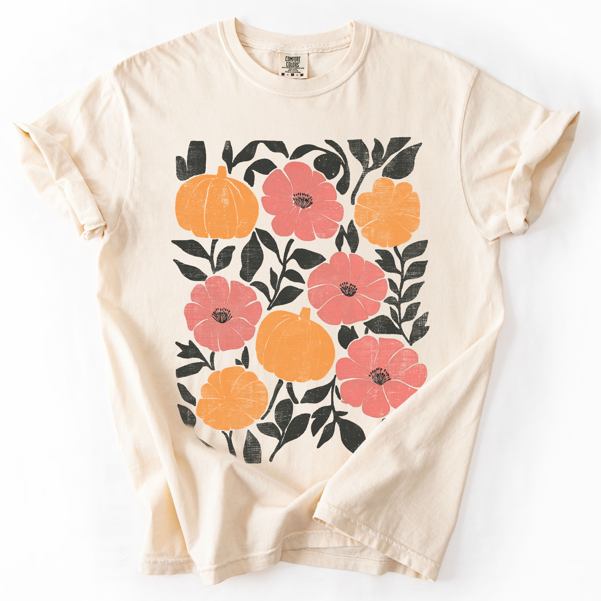 Flowers and Pumpkins Watercolor Beautiful Autumn Fall Tshirt Hoodie, Sweatshirt | PodTeesHub.com