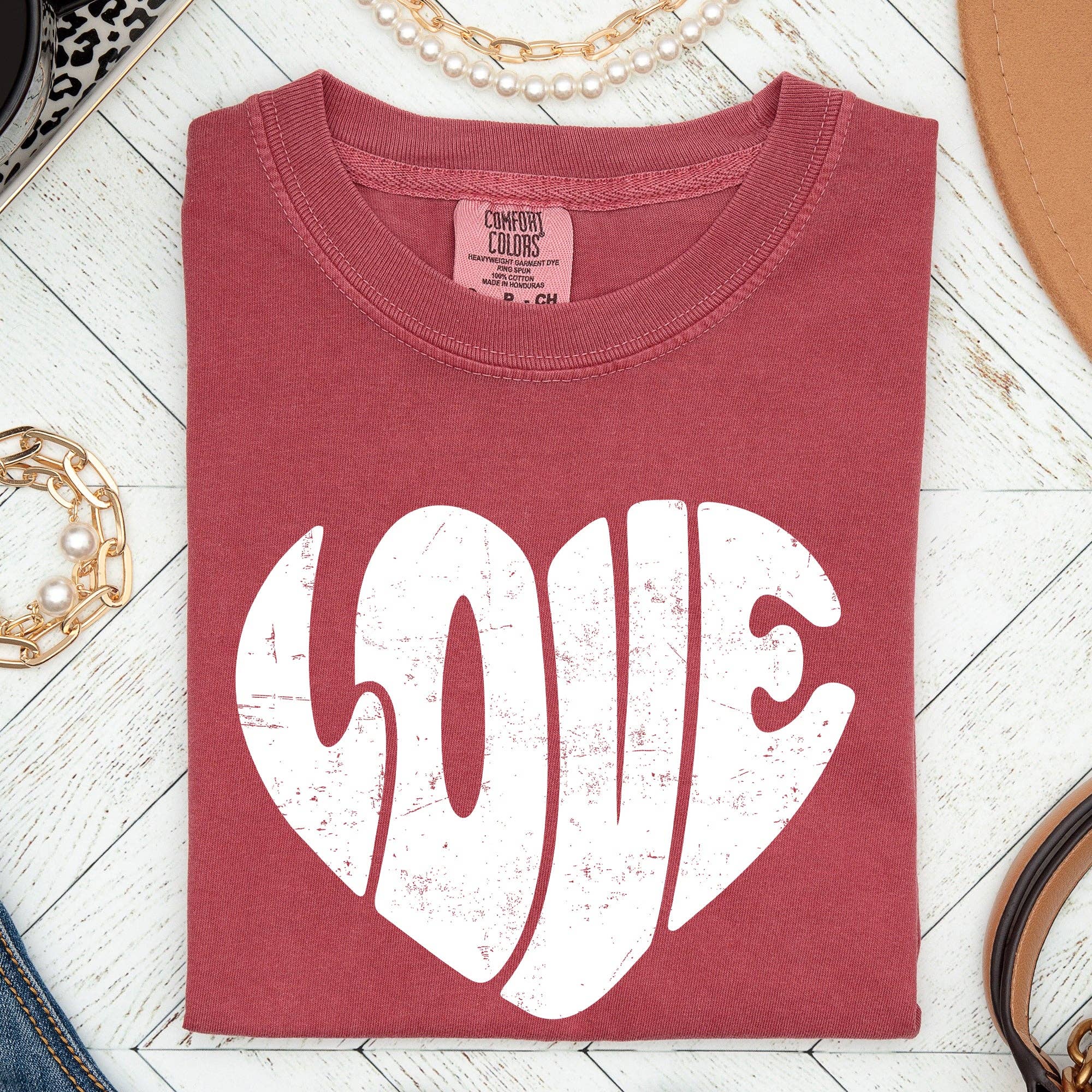 Retro Love Heart, Vintage, Comfort Colors Tshirt, Valentine's Day Hoodie, Sweatshirt | PodTeesHub.com