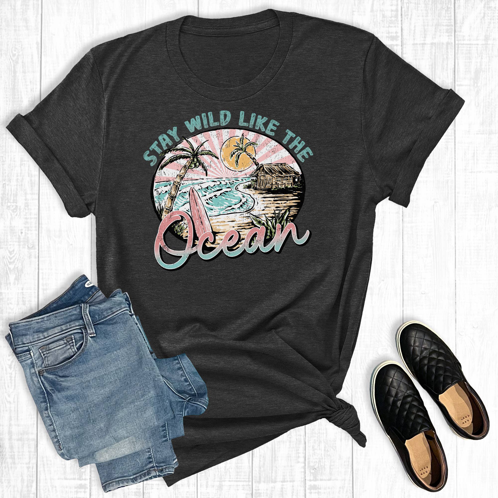 Stay Wild Like the Ocean Summer Graphic Tee Hoodie, Sweatshirt | PodTeesHub.com