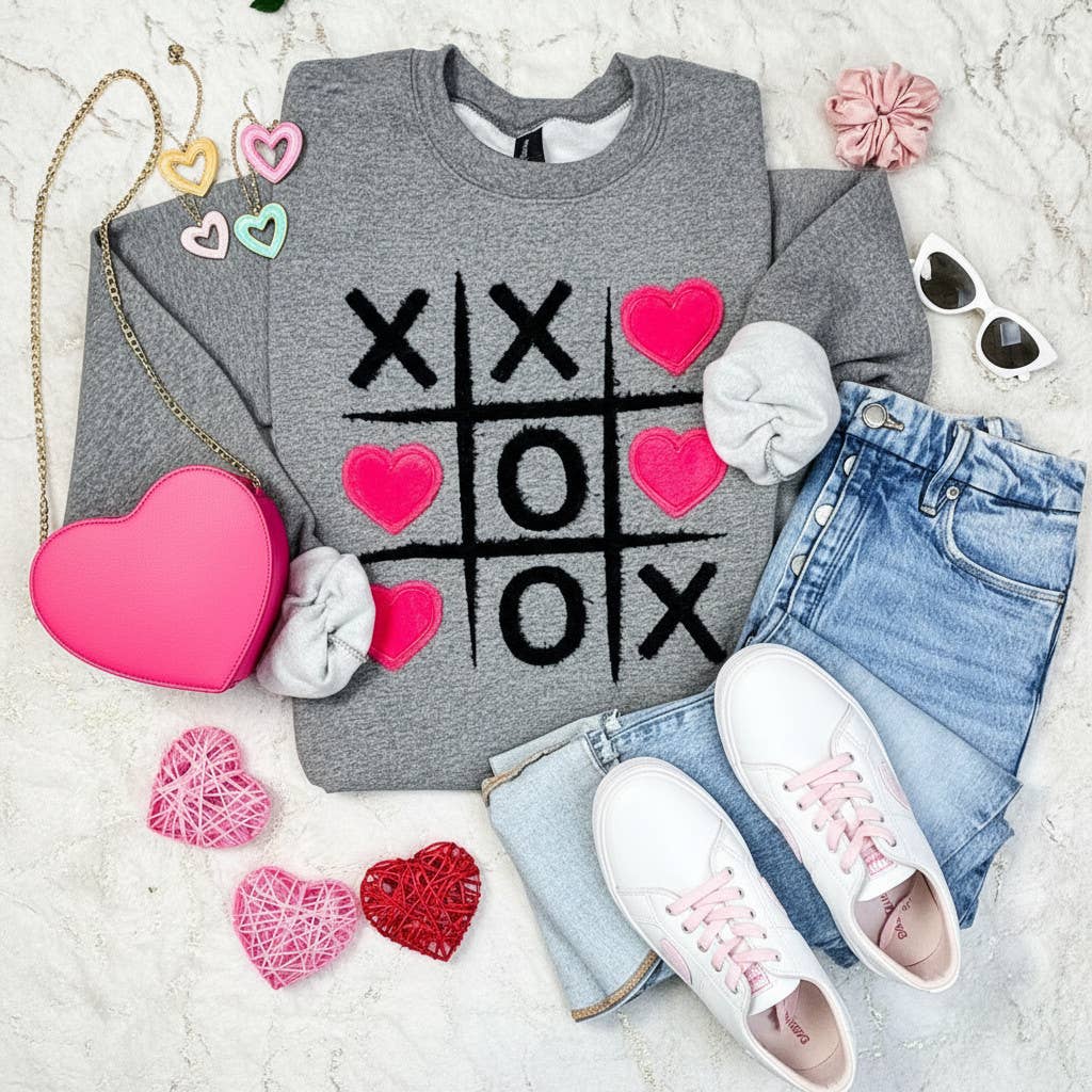Fluffy & Velvet Tic-Tac-Toe Heart Sweatshirt T-Shirts, Hoodie | PodTeesHub.com