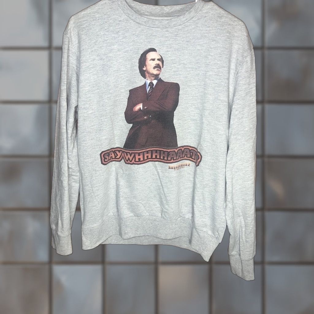 Vintage Anchorman 2 Movie Sweatshirt Gray Size L Mens Graphic Print Pullover Crew Neck Long T-Shirts, Hoodie | PodTeesHub.com