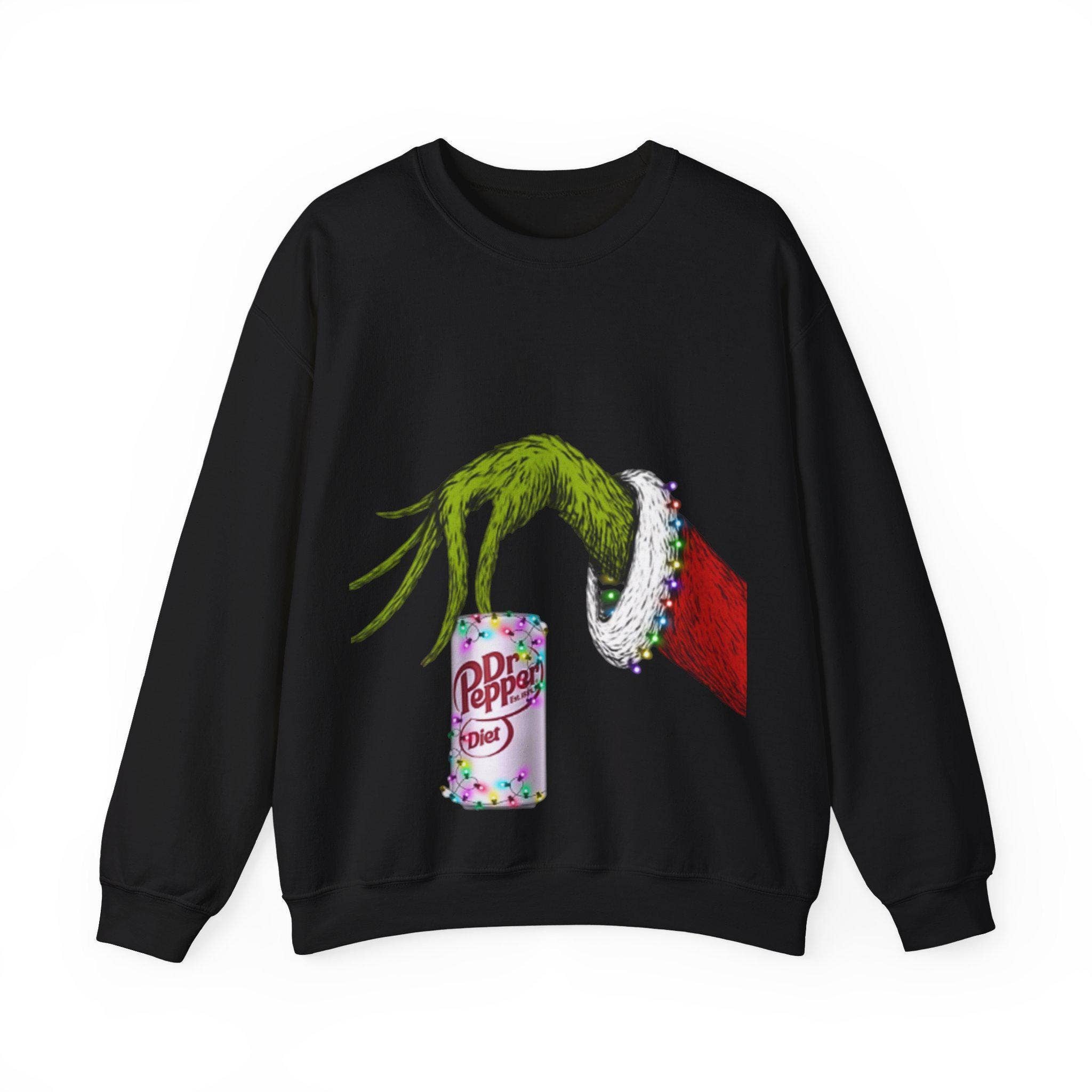 Grinch Hand Dr Pepper Parody Crewneck Sweatshirt T-Shirts, Hoodie | PodTeesHub.com