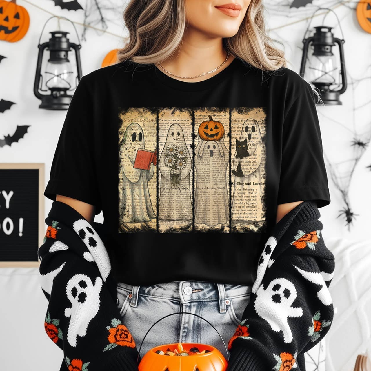 Ghost Spellbook Tee Hoodie, Sweatshirt | PodTeesHub.com