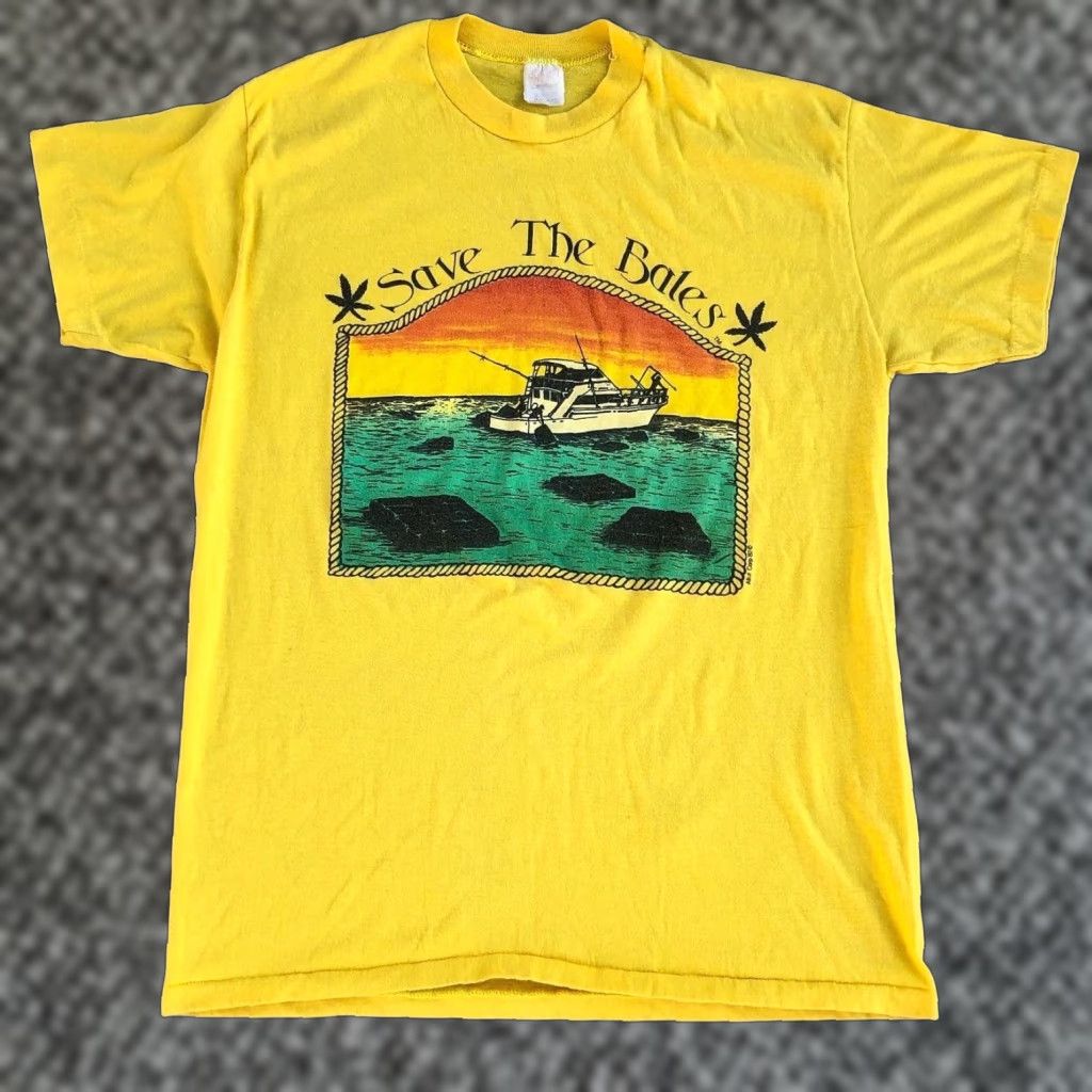 Vintage 1982 Save The Bales Marijuana T Shirt Xl Weed Rap Hip Hop Grunge Band Men Crew Neck Hoodie, Sweatshirt
