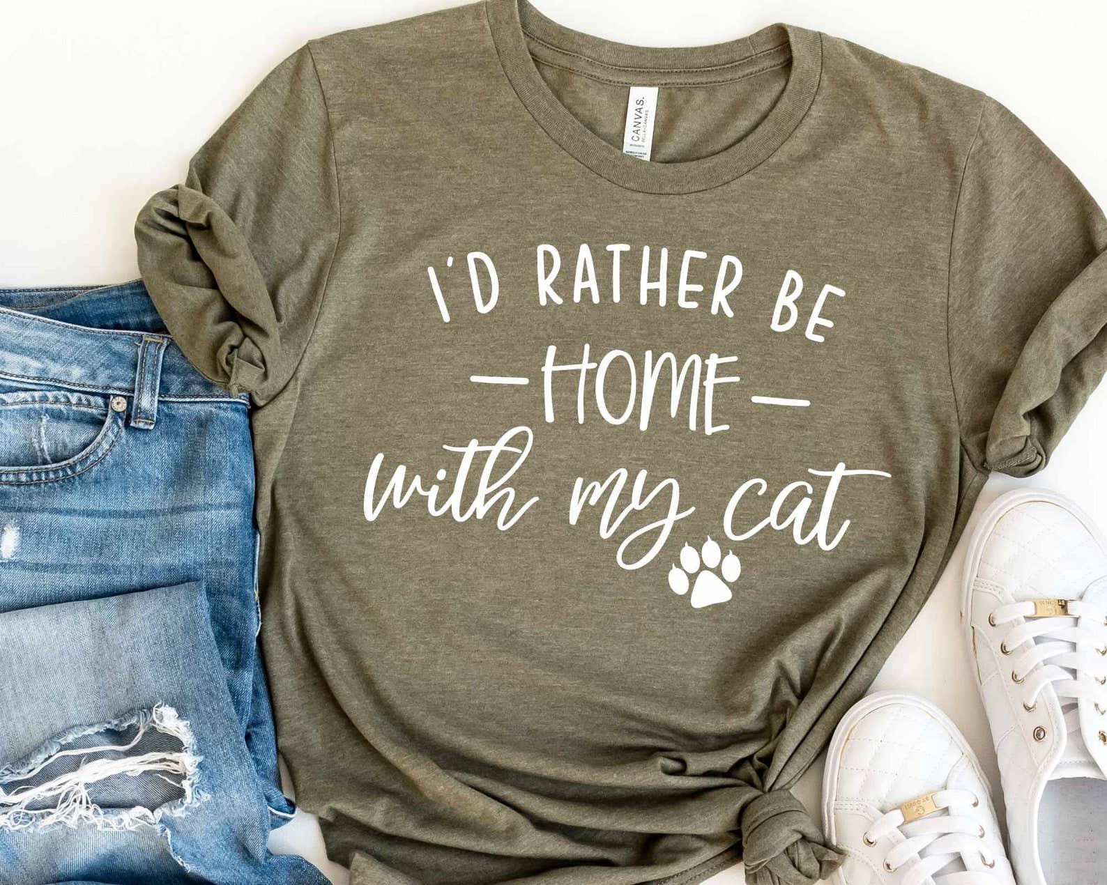 I'd Rather Be Home with My Cat T-Shirt Hoodie, Sweatshirt | PodTeesHub.com