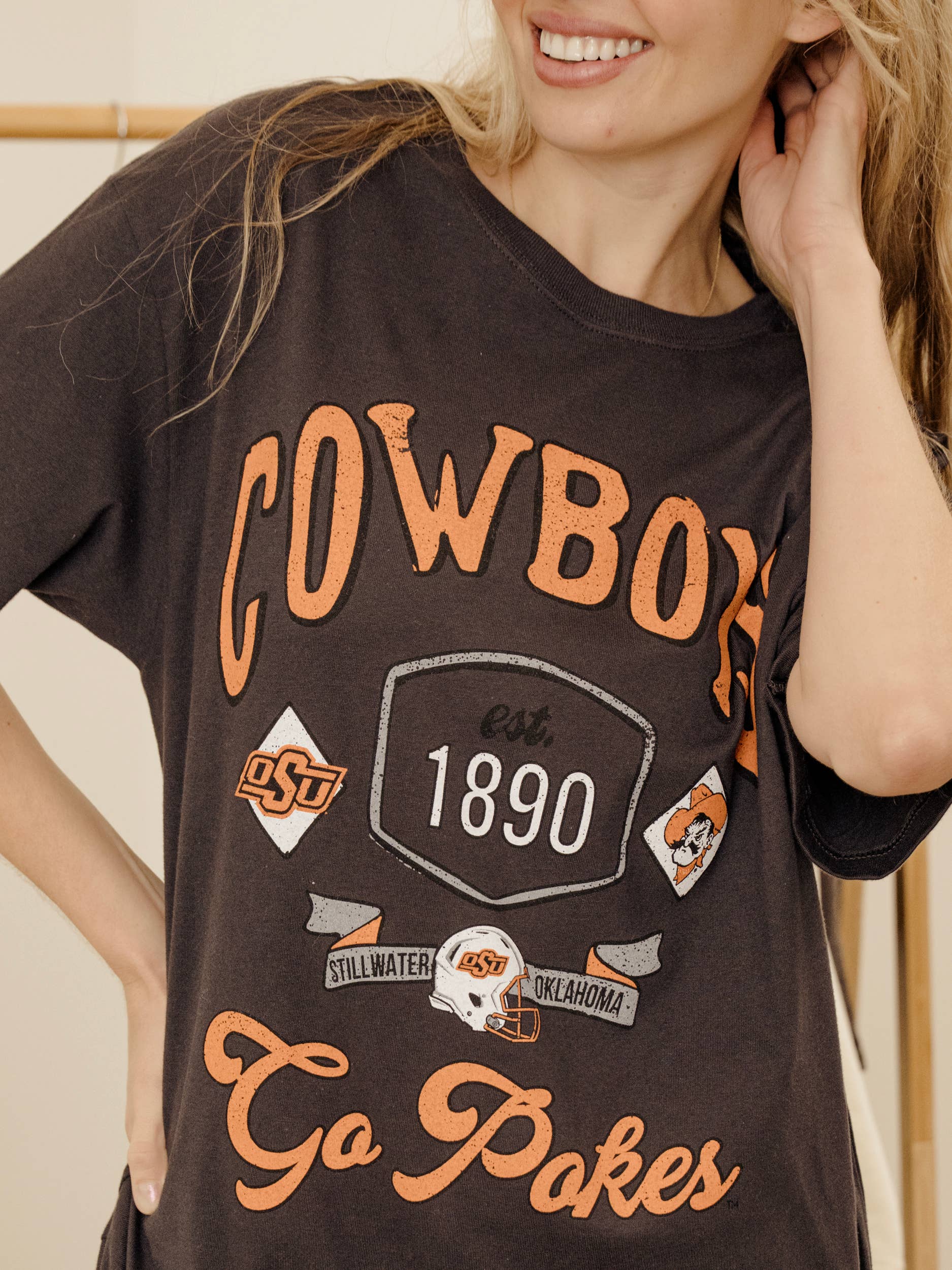 Osu Cowboys Patches 25 Dark Gray Heavyweight Tee Hoodie, Sweatshirt | PodTeesHub.com