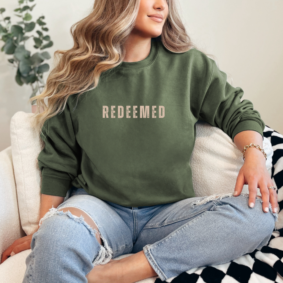 Redeemed Graphic Faith Sweatshirt - Christian Sweatshirt T-Shirts, Hoodie | PodTeesHub.com