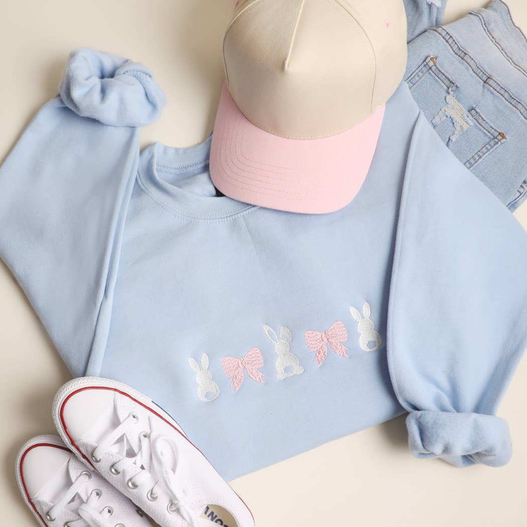 Coquette Bow Bunny Embroidered Heavyweight Sweatshirt T-Shirts, Hoodie | PodTeesHub.com