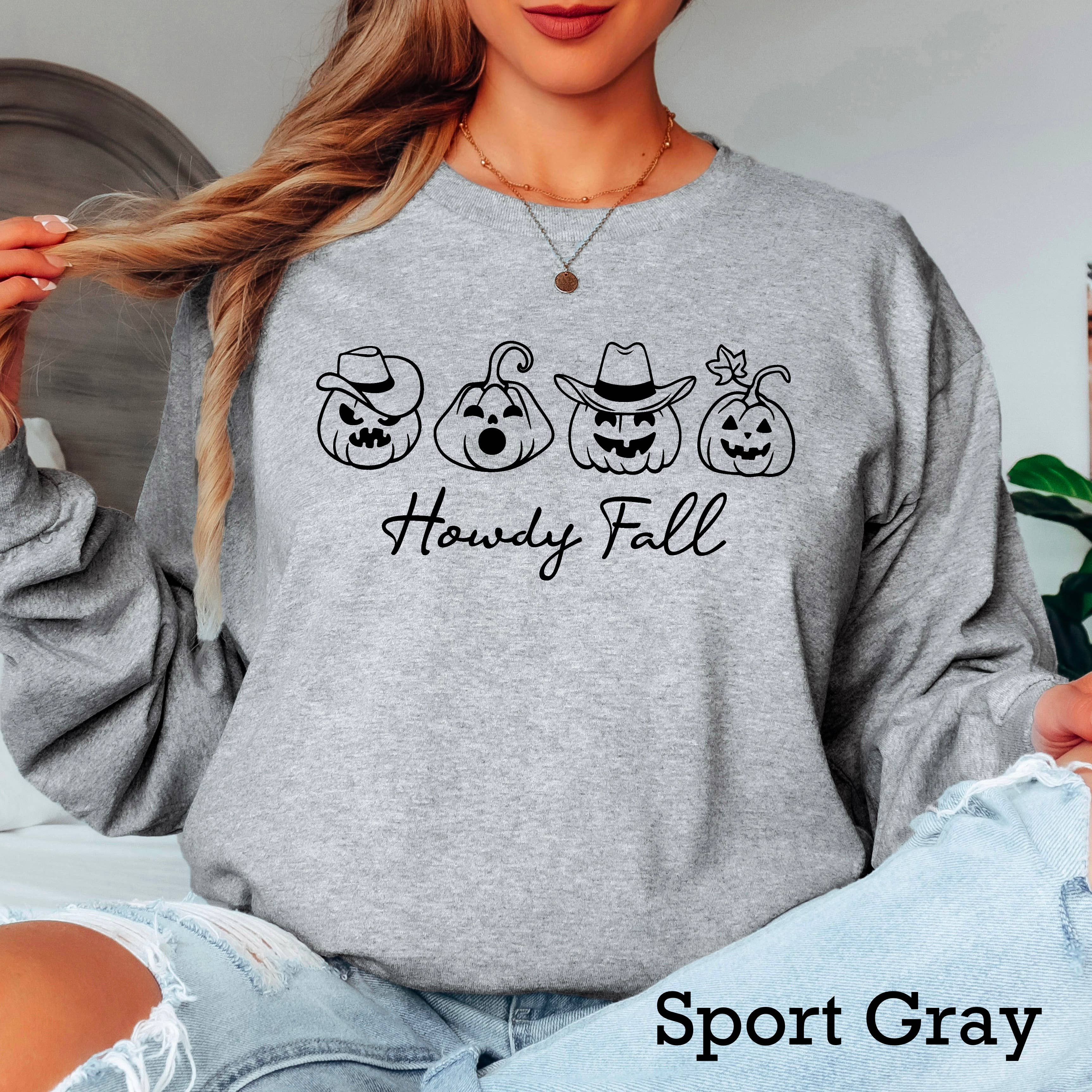 Howdy Fall Women’S Long Sleeve Shirt | Gildan Hoodie, Sweatshirt | PodTeesHub.com