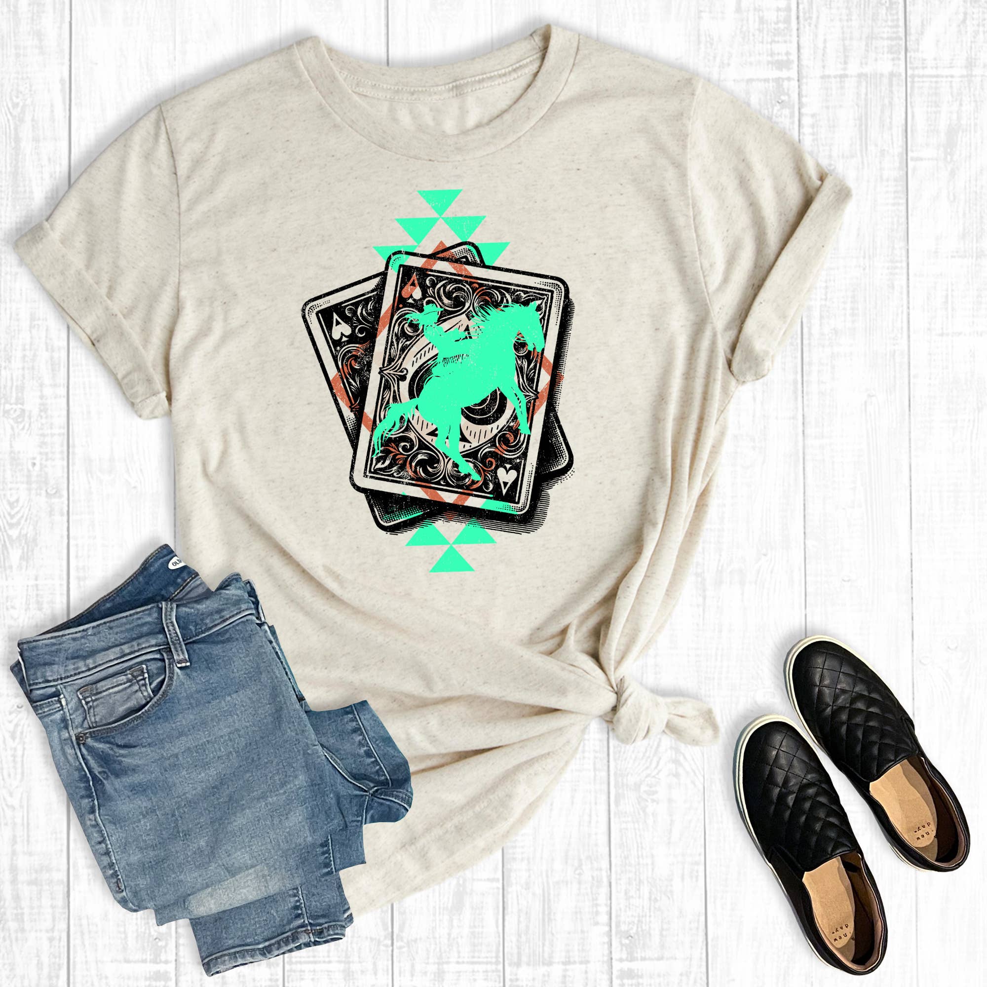 Western Cowboy Playing Cards Graphic Tee Hoodie, Sweatshirt | PodTeesHub.com