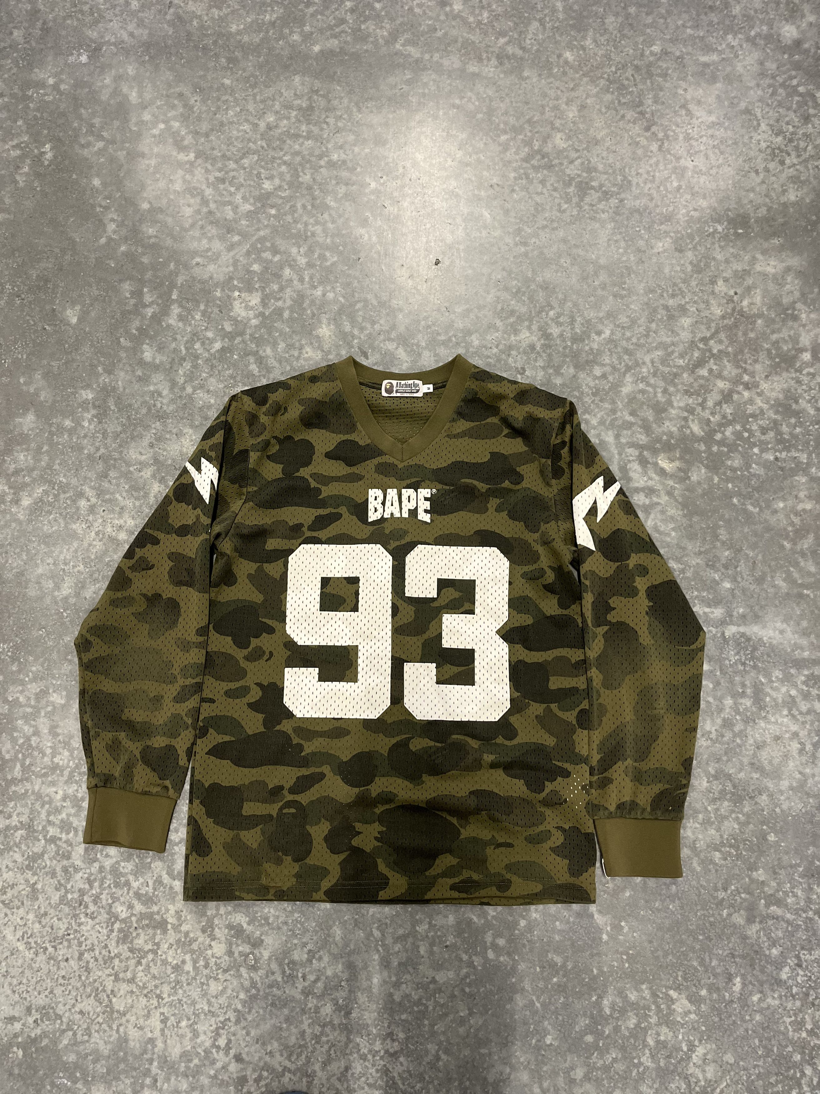 Bape 1st Camo Mesh Football Long Sleeve M T-Shirts, Hoodie, Sweatshirt | PodTeesHub.com