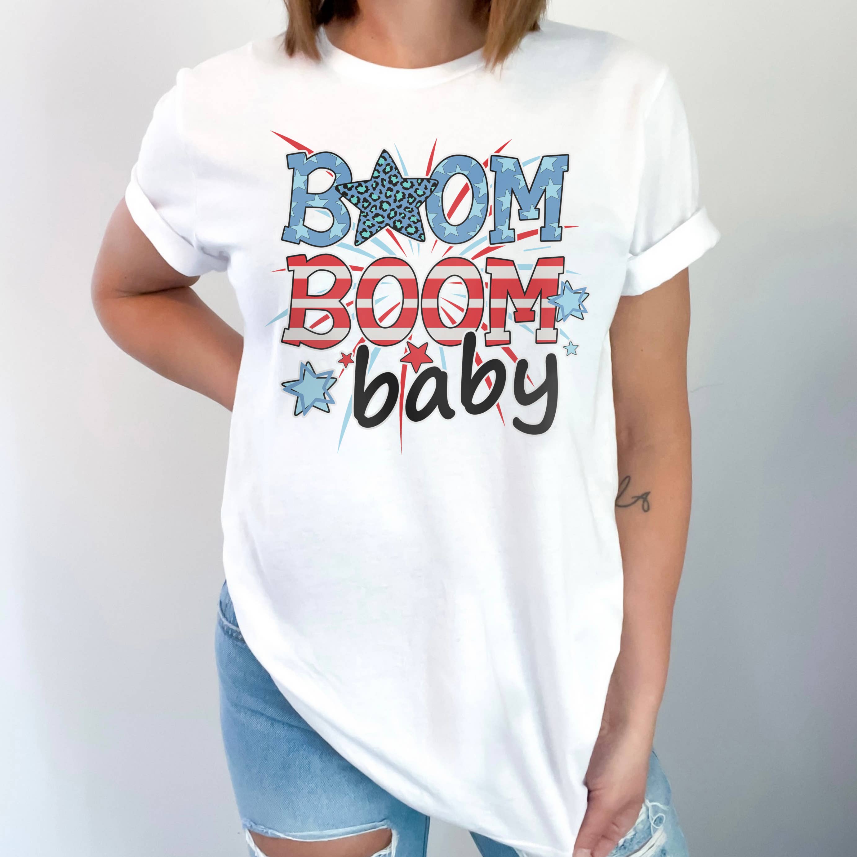 Boom Boom Baby Tee | America | Sizes XS-2XL Hoodie, Sweatshirt | PodTeesHub.com