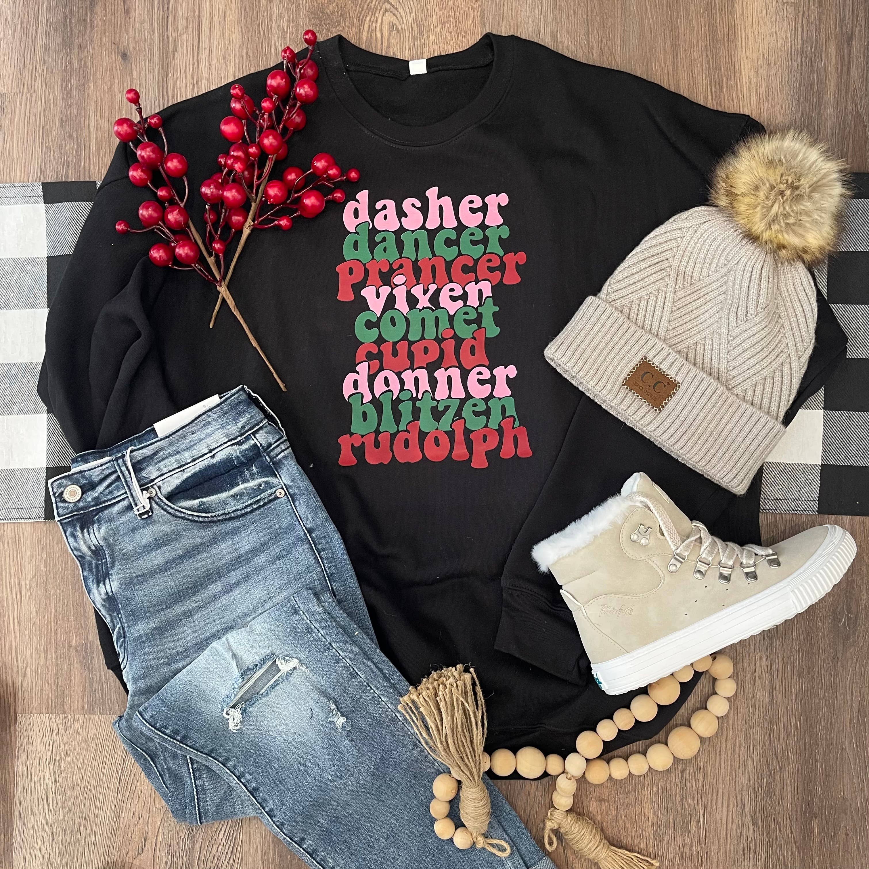 Reindeer Crewneck Sweatshirt T-Shirts, Hoodie | PodTeesHub.com