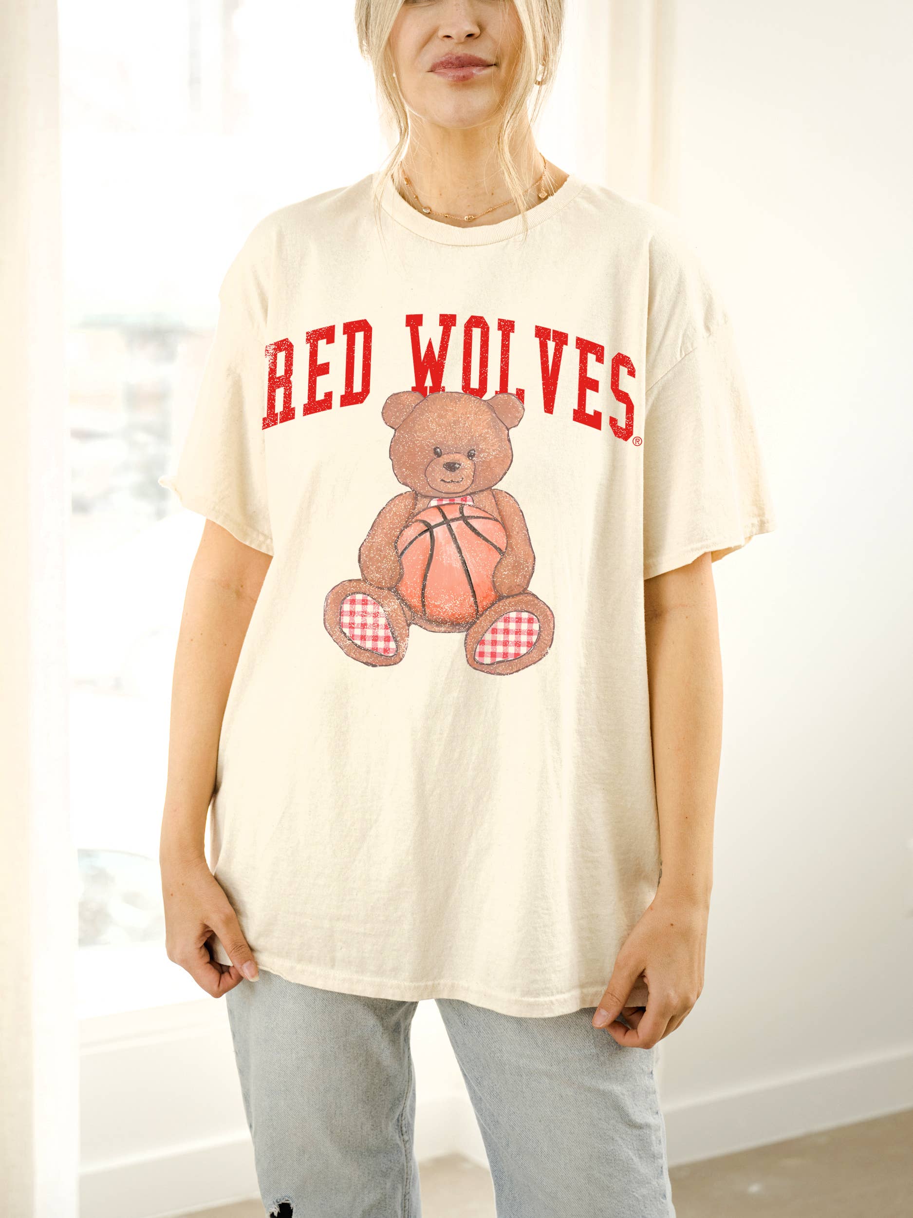 Arkansas State Red Wolves Basketball Bear Thrifted Tee Hoodie, Sweatshirt | PodTeesHub.com