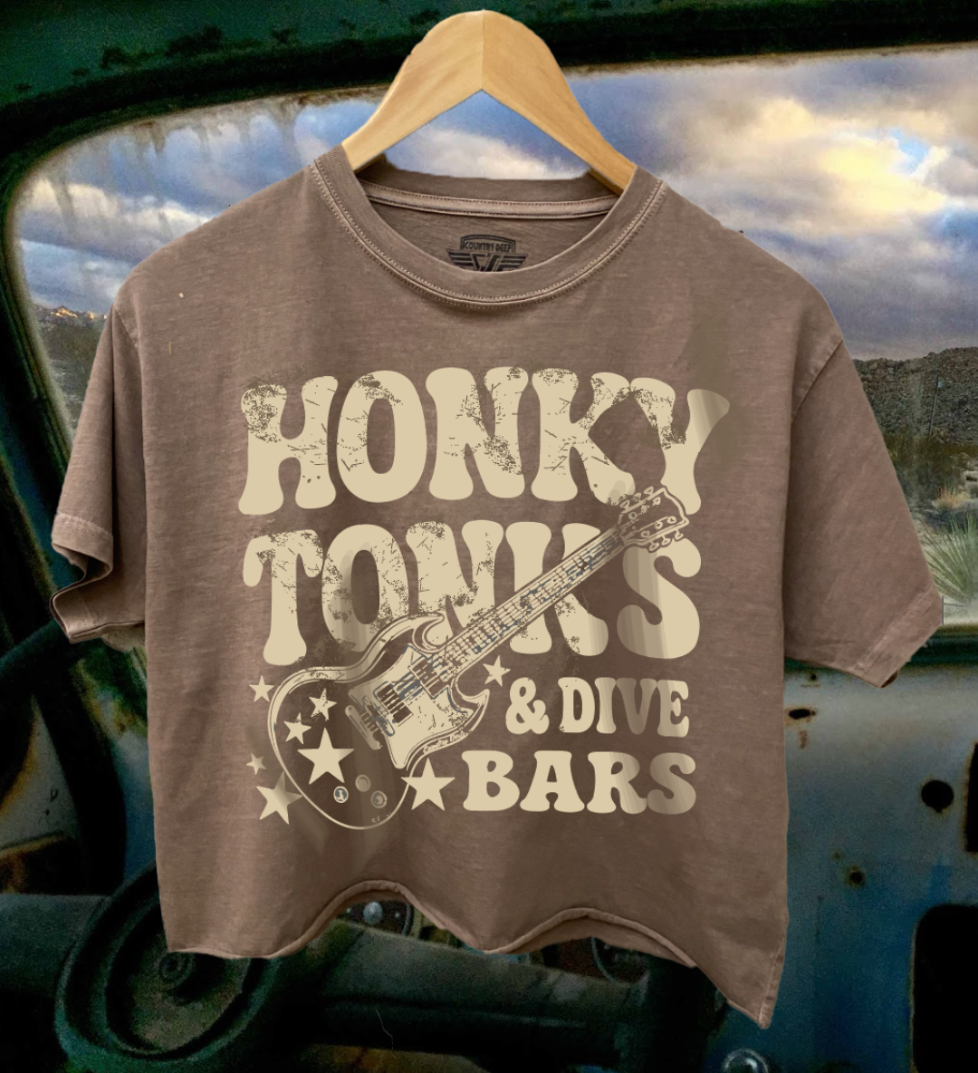 Honky Tonks & Dive Bars Relaxed Crop T-Shirt Hoodie, Sweatshirt | PodTeesHub.com
