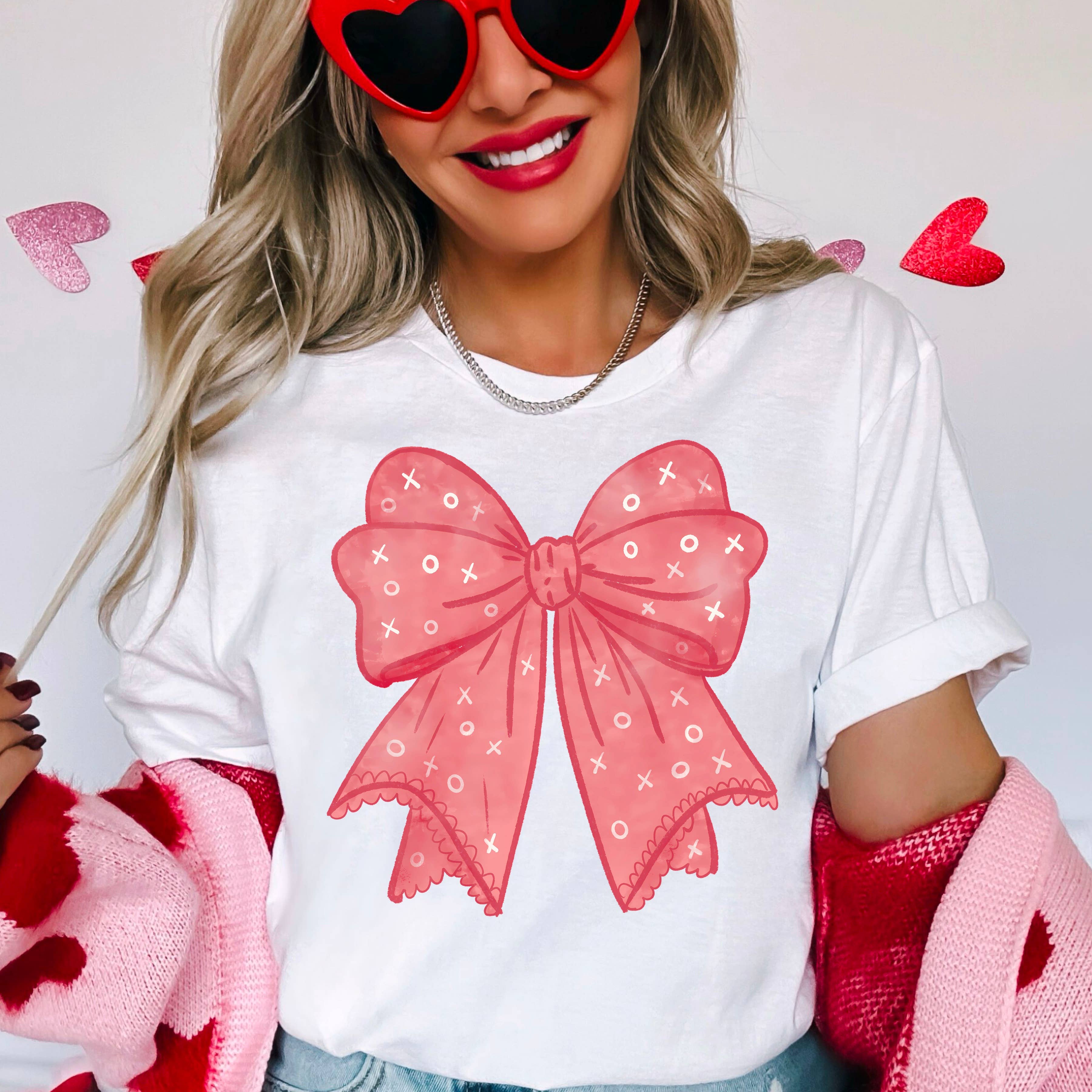 Xoxo Coquette Bow Women's Graphic Shirt | Gildan Hoodie, Sweatshirt | PodTeesHub.com
