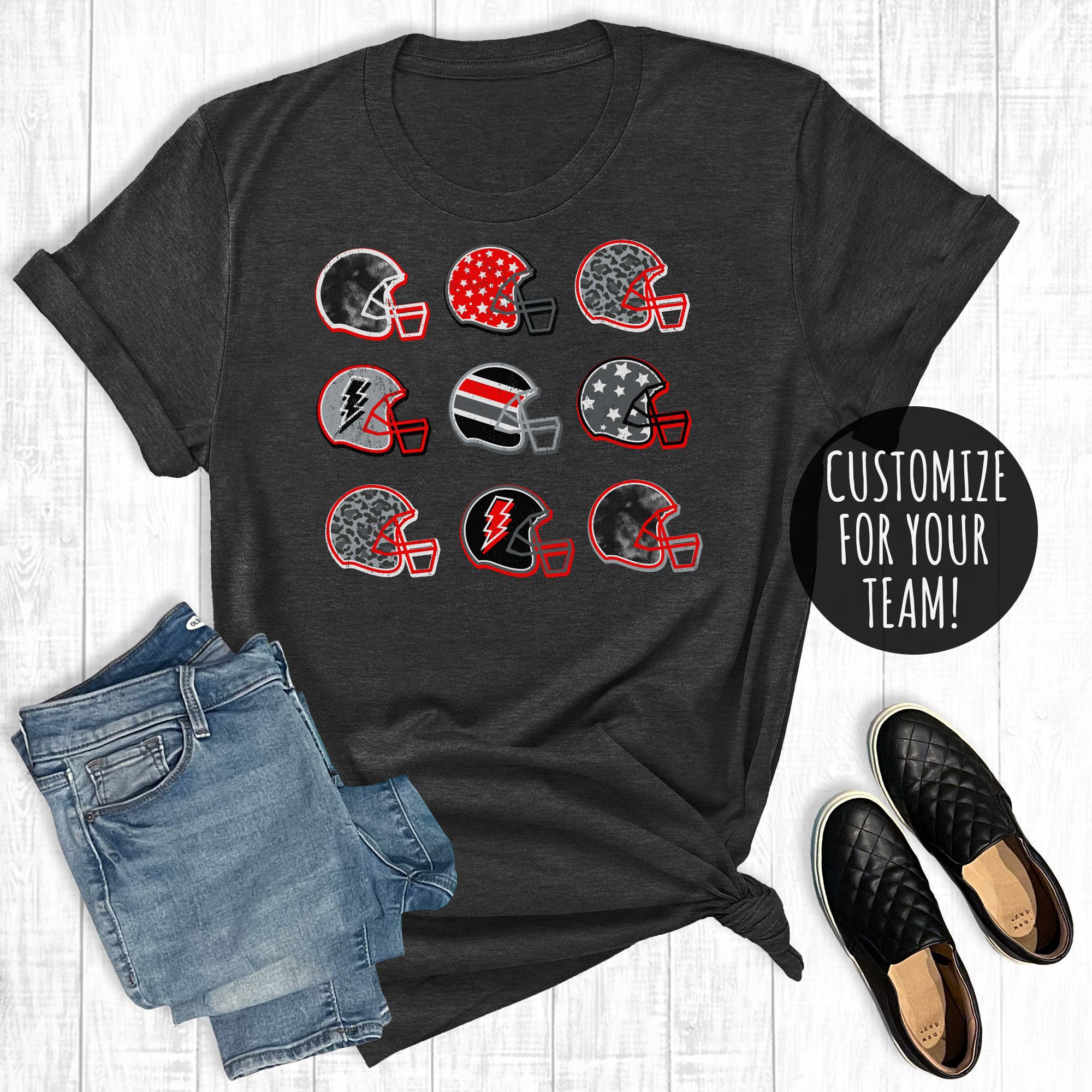 Custom Retro Football Team Color Helmets Graphic Tee Hoodie, Sweatshirt | PodTeesHub.com
