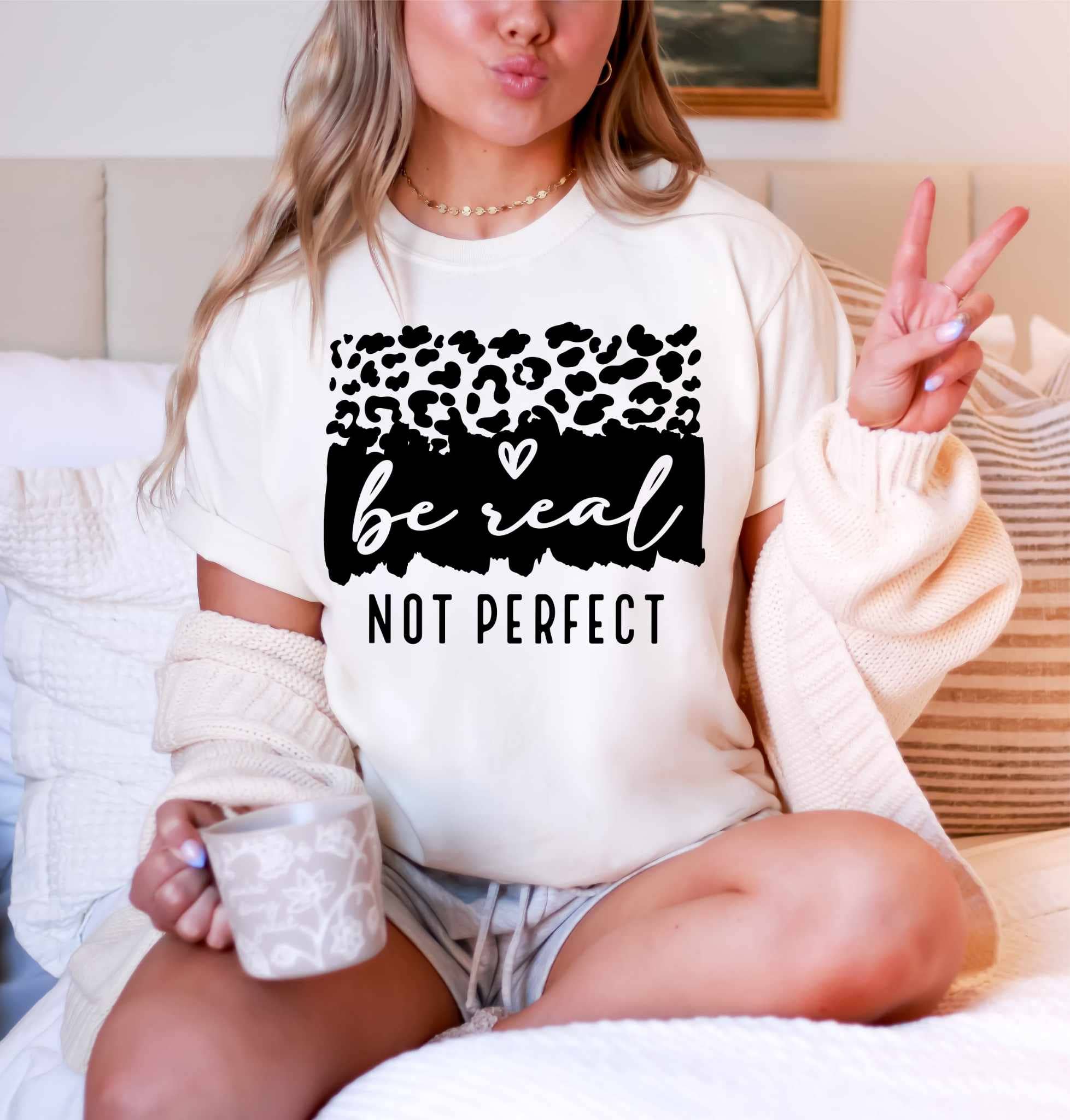 Christian Be Real Not Perfect Leopard Bella Graphic Tee Hoodie, Sweatshirt | PodTeesHub.com