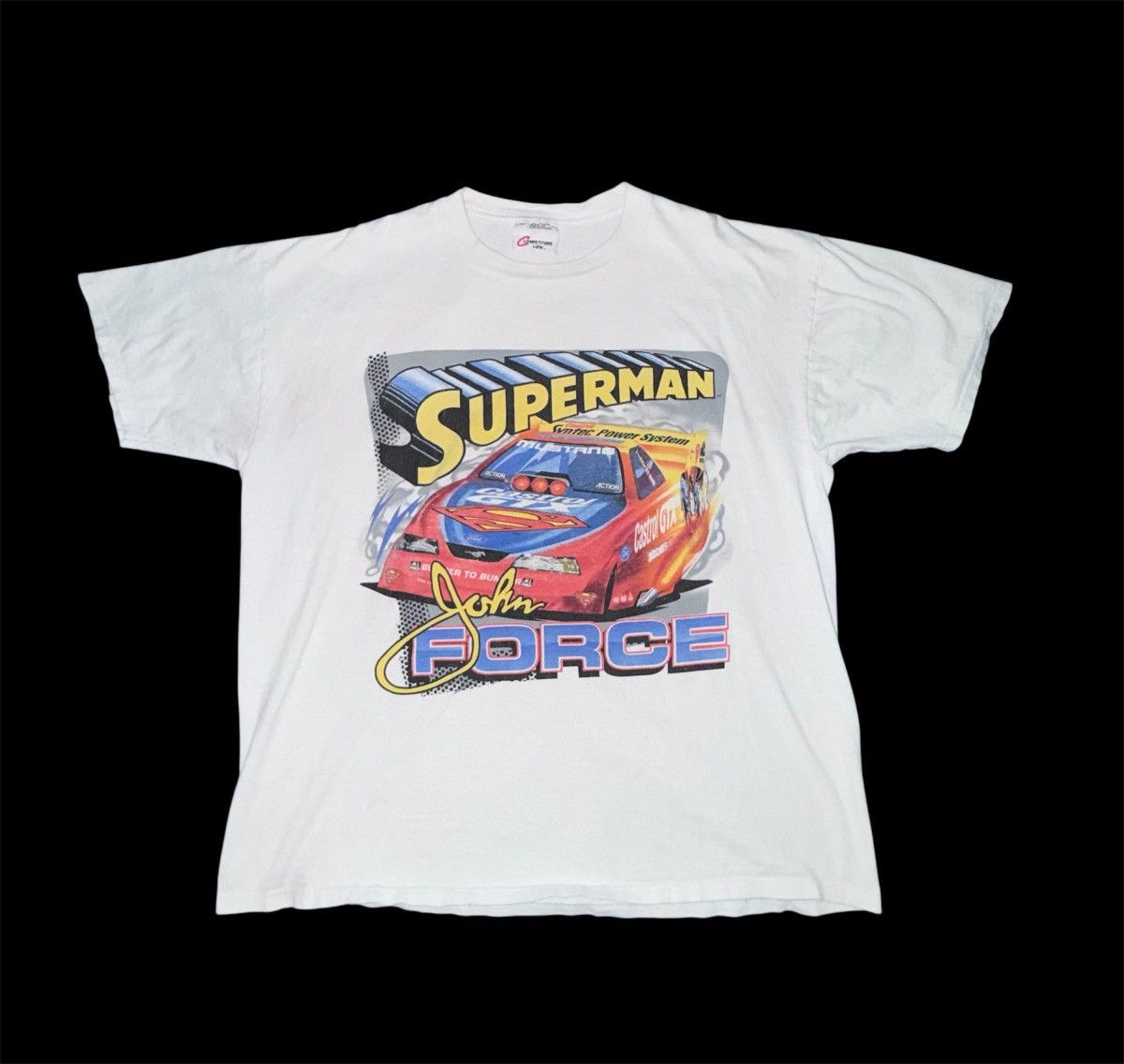 Vintage John Force Superman Tee 1997 Hoodie, Sweatshirt | PodTeesHub.com