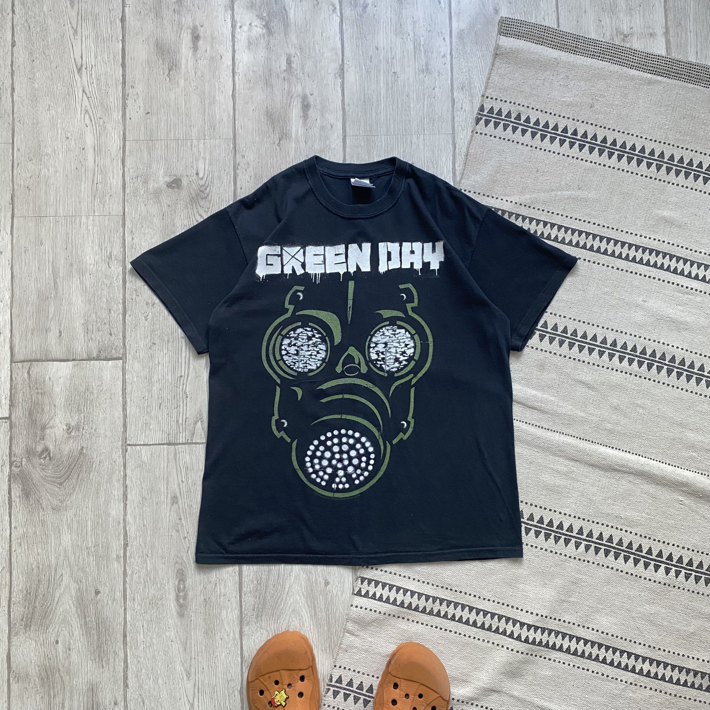 Band Tees Green Day Tee Mask Print Y2k Band Rock T Shirt Hoodie, Sweatshirt | PodTeesHub.com