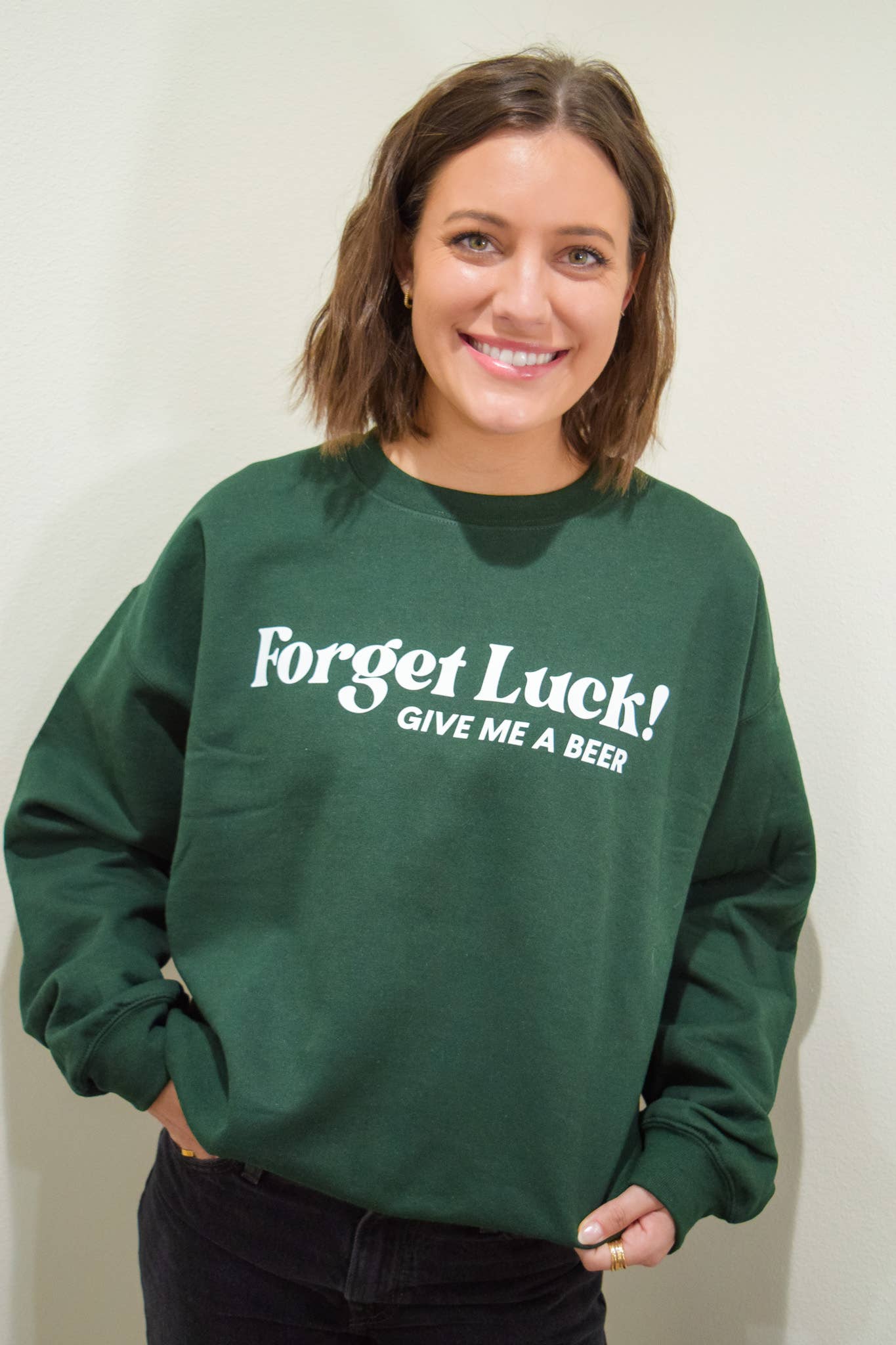 Forget Luck! Graphic Sweater T-Shirts, Hoodie, Sweatshirt | PodTeesHub.com