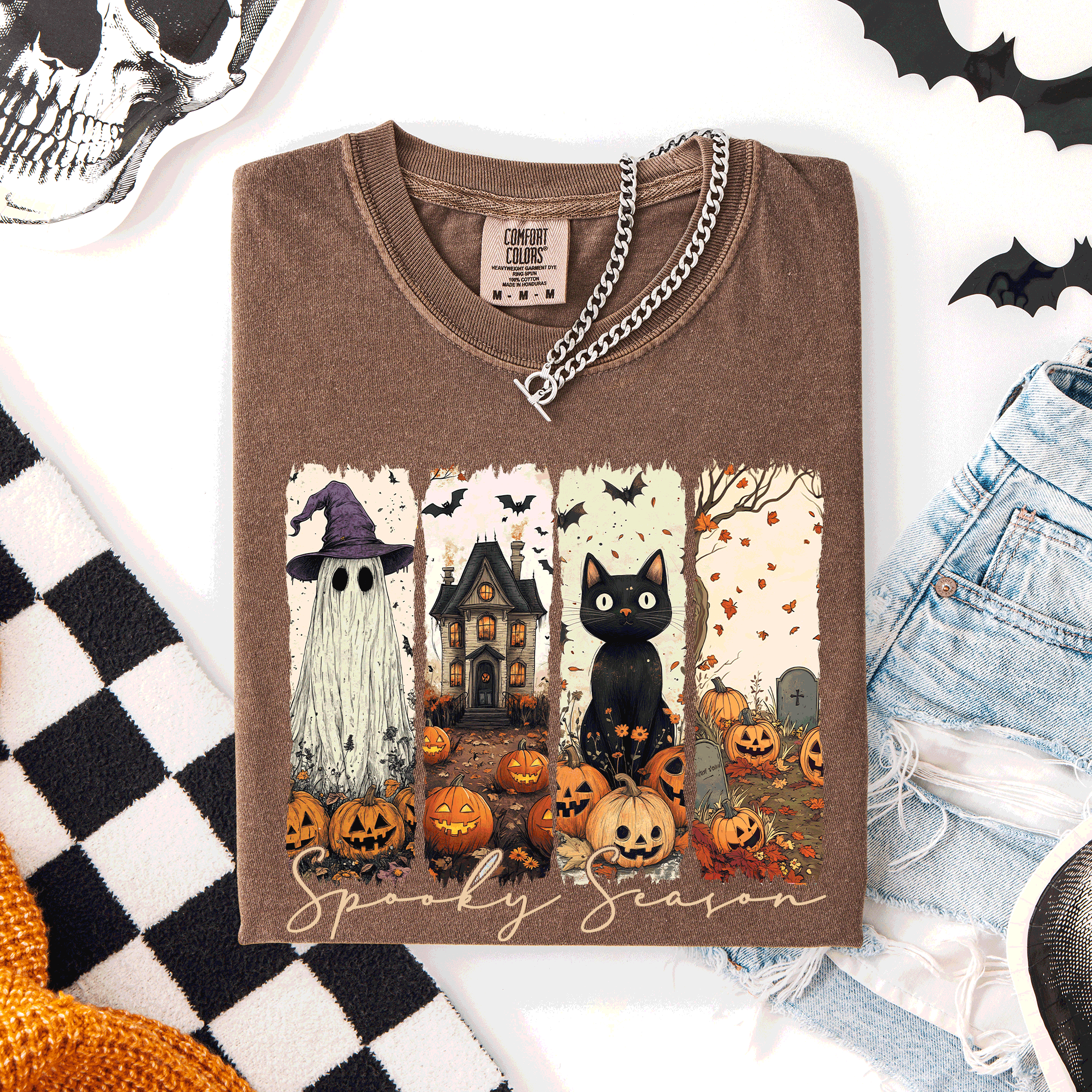 Spooky Season, Stripes, Halloween Autumn, Fall T-Shirt Hoodie, Sweatshirt | PodTeesHub.com