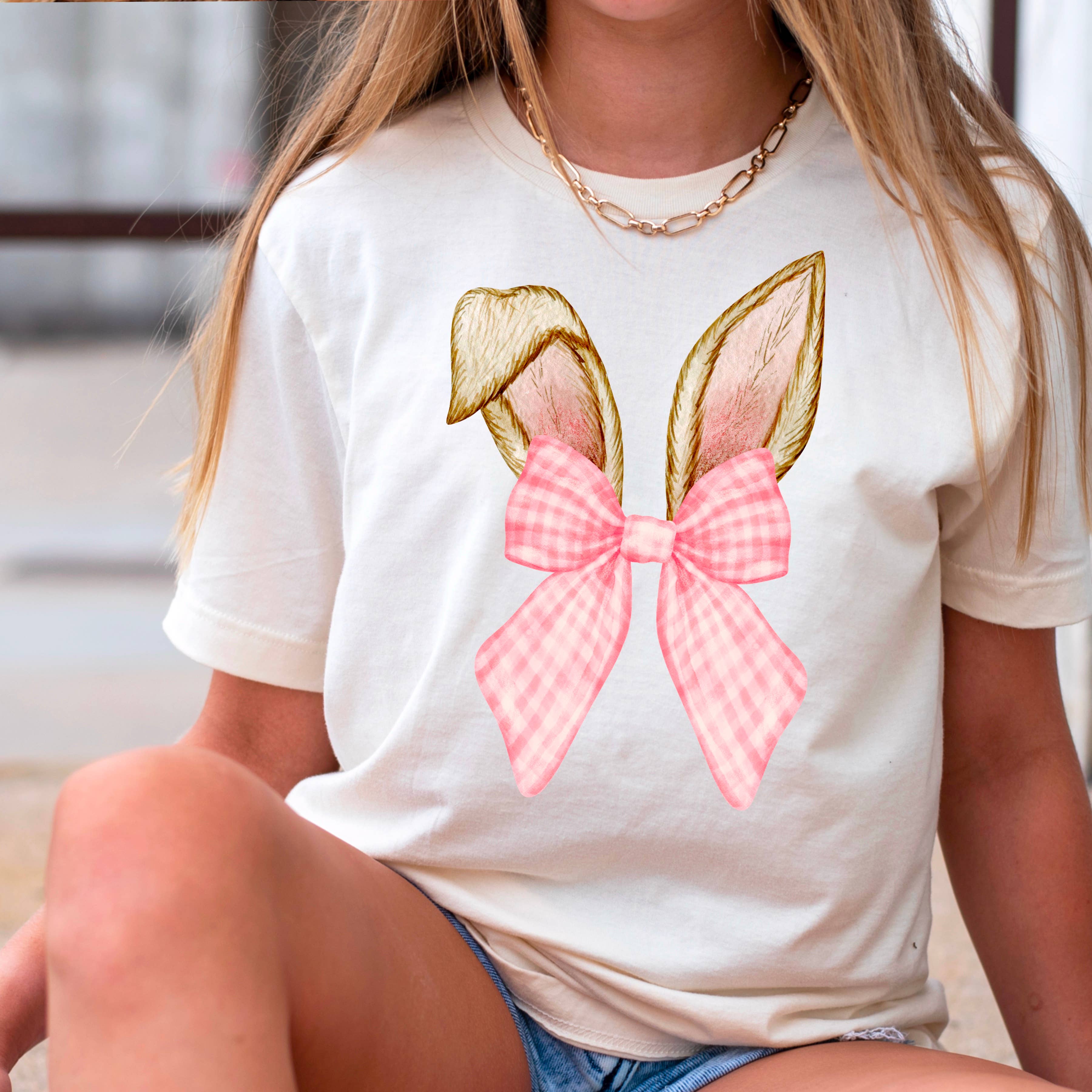 Coquette Easter Bunny Ears | Easter Graphic Tee | Gildan Hoodie, Sweatshirt | PodTeesHub.com