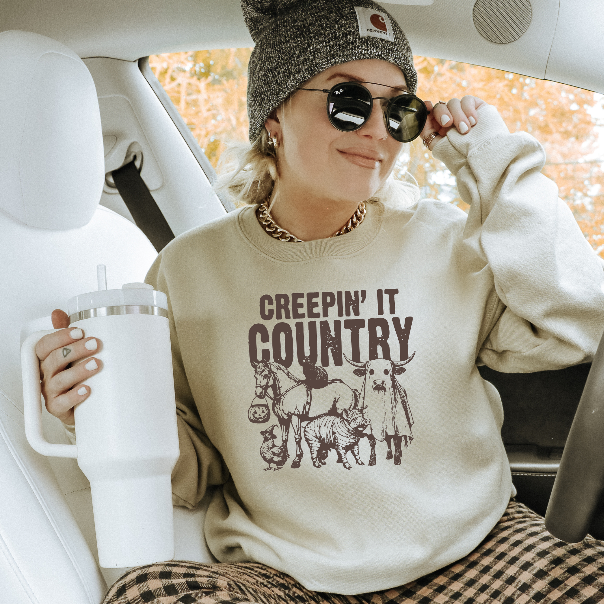 Creepin' It Country Halloween Hoodie or Crewneck Sweatshirt T-Shirts | PodTeesHub.com