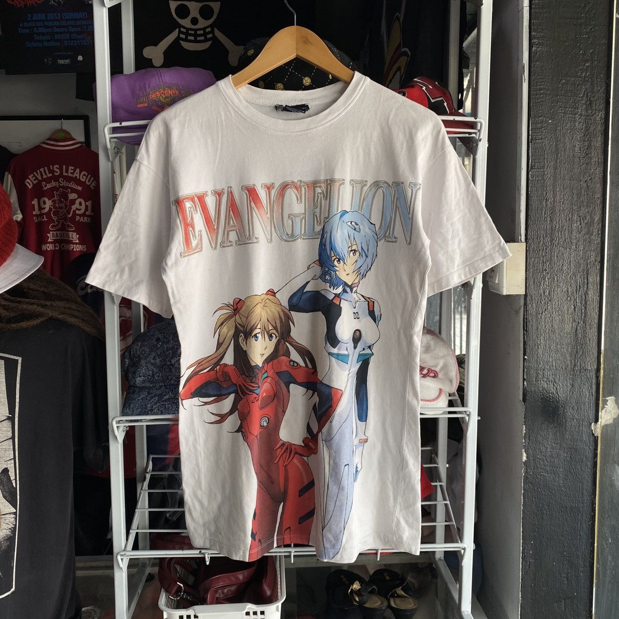 Evangelion Vintage Design White Tee Rare Hoodie, Sweatshirt | PodTeesHub.com