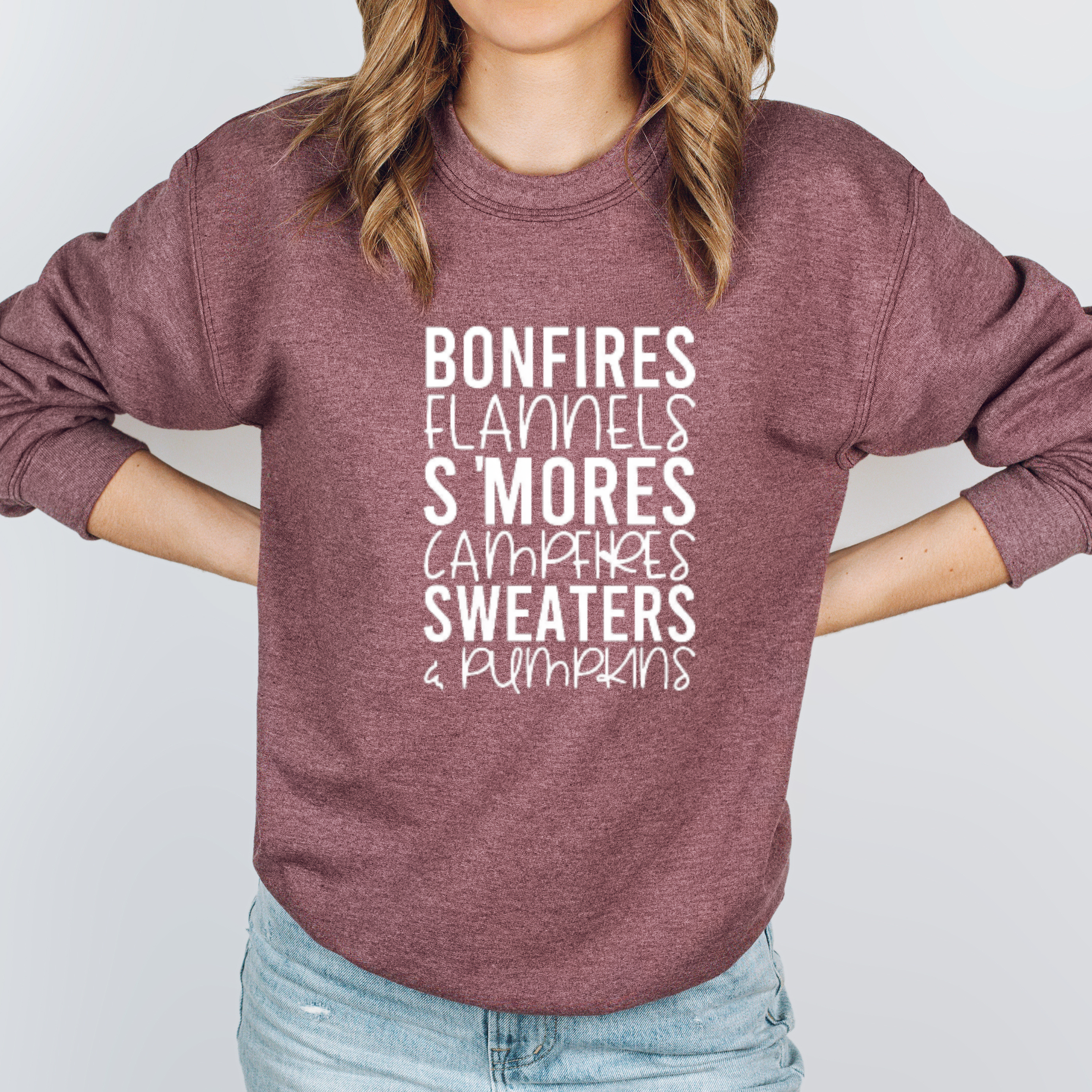 Bonfires & Flannels Sweatshirt - Fall Sweatshirt T-Shirts, Hoodie | PodTeesHub.com