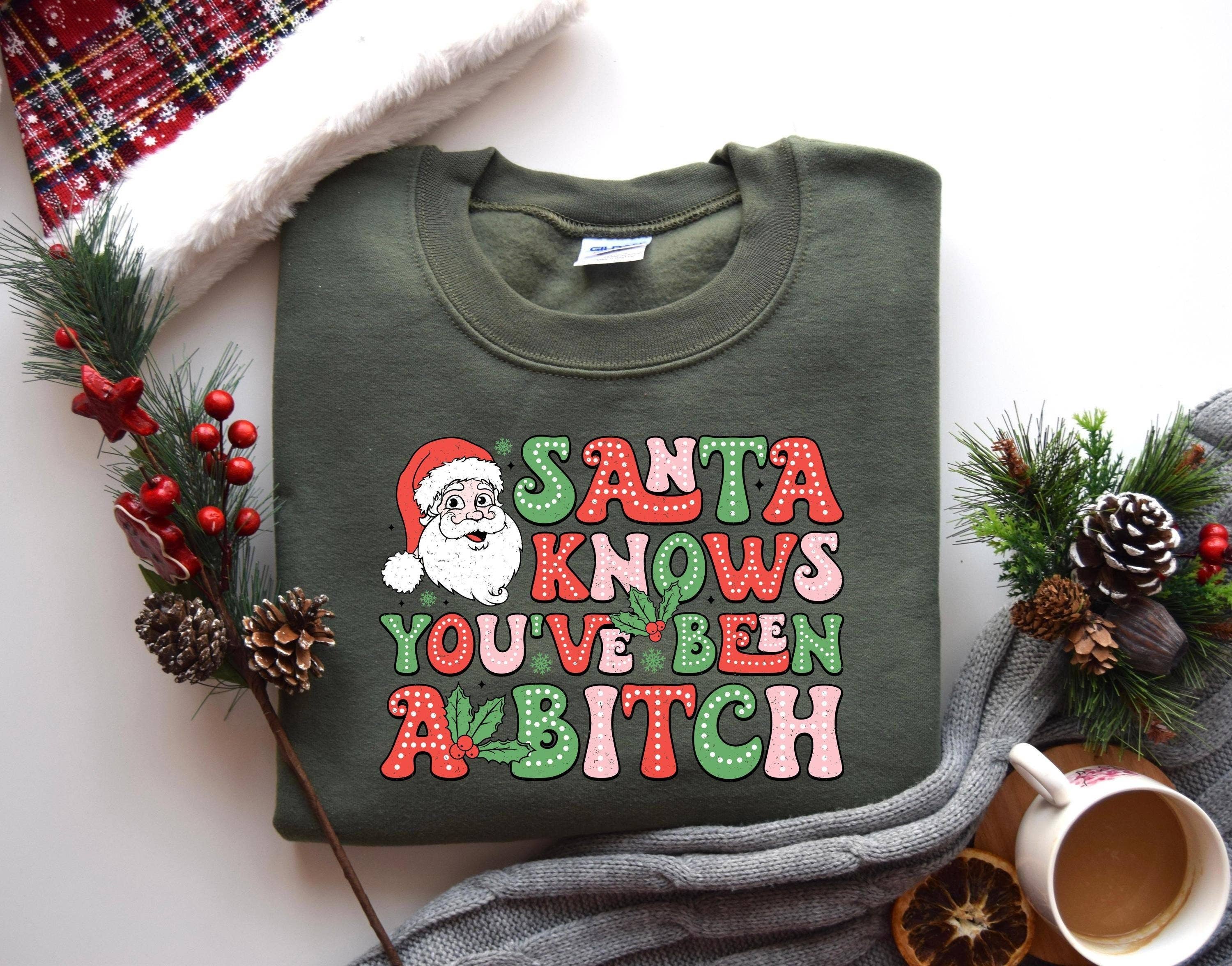 Santa Knows You've Been Naughty Shirt Hoodie, Sweatshirt | PodTeesHub.com