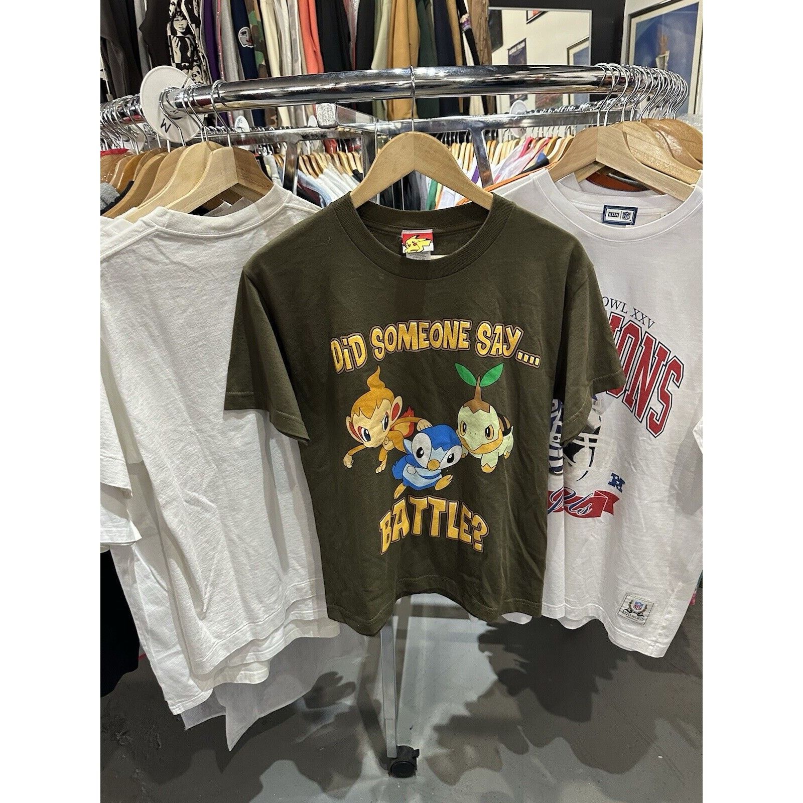 Y2k 2007 Pokemon Battle Brown T Shirt Boys Large Mens Small Hoodie, Sweatshirt | PodTeesHub.com